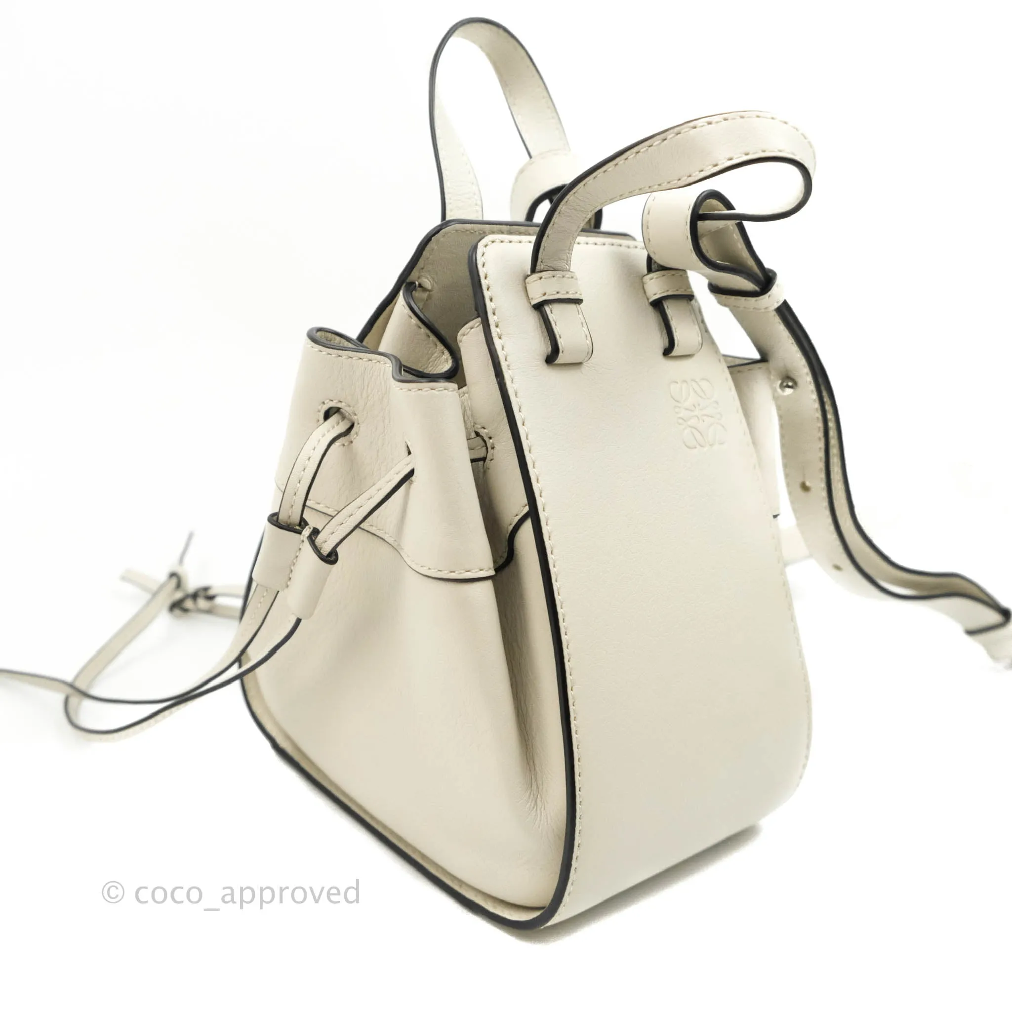 Loewe Mini Hammock Drawstring White Calfskin
