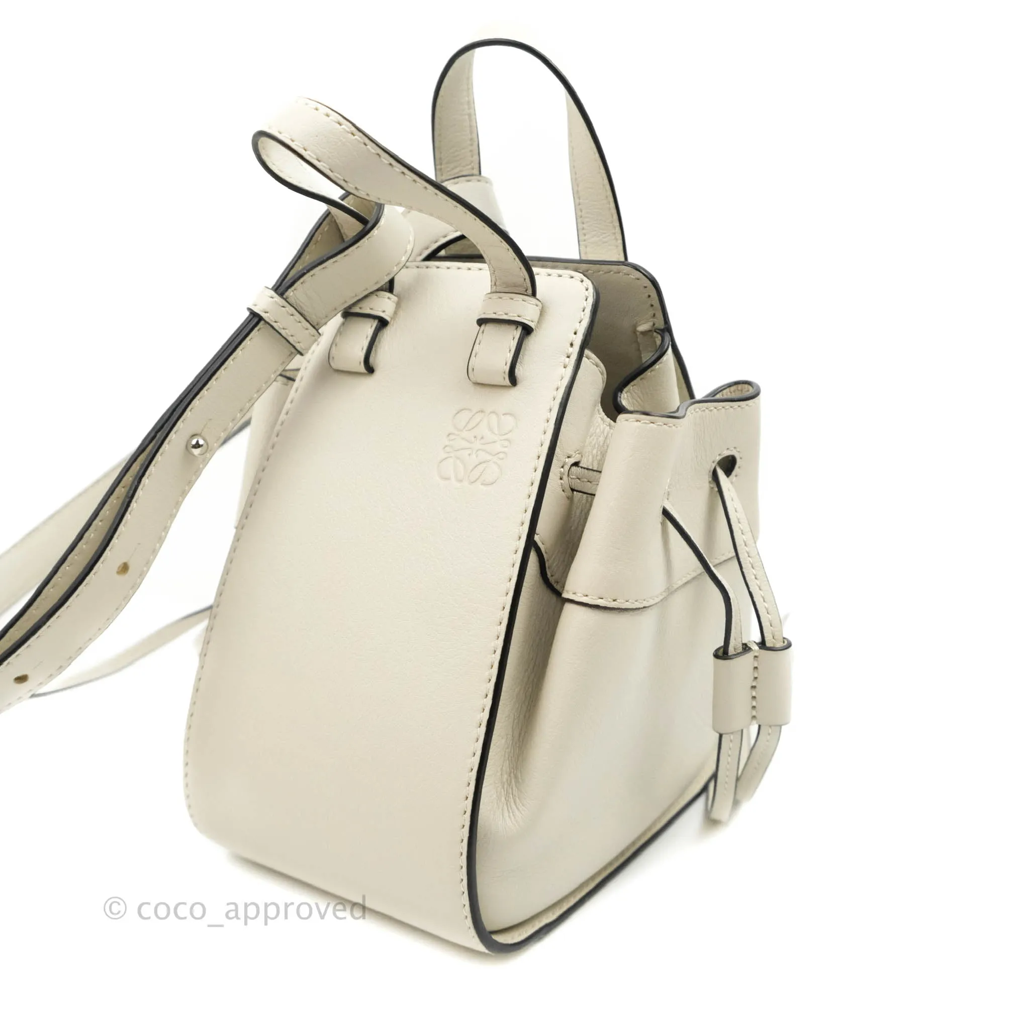 Loewe Mini Hammock Drawstring White Calfskin