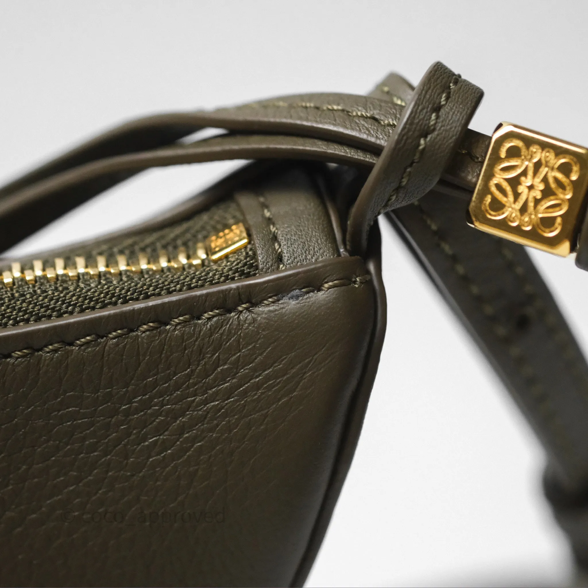 Loewe Mini Hammock Hobo In Classic Dark Khaki Green Calfskin