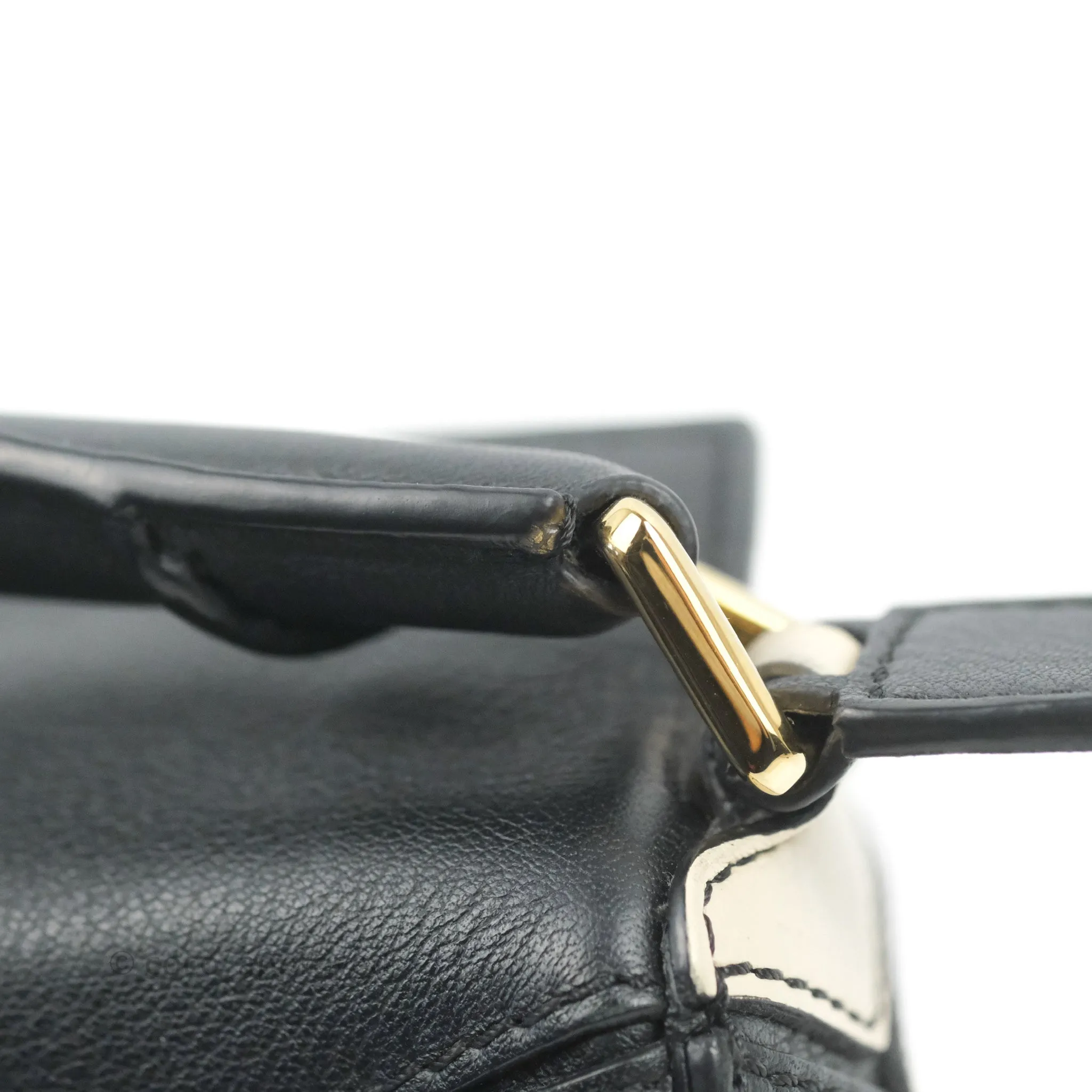 Loewe Mini Puzzle Bag Black/White/Navy Calfskin Gold Hardware