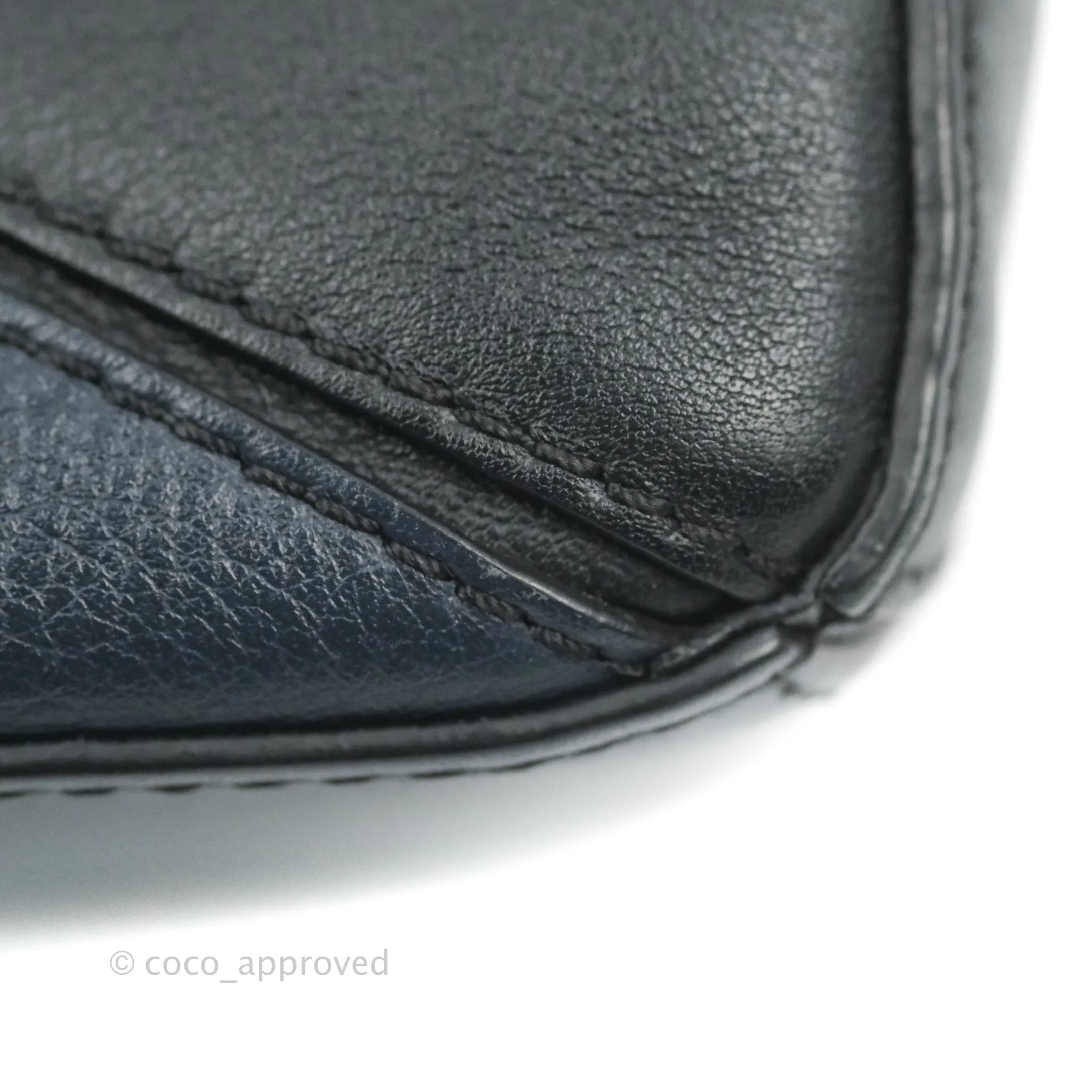 Loewe Mini Puzzle Bag Black/White/Navy Calfskin Gold Hardware