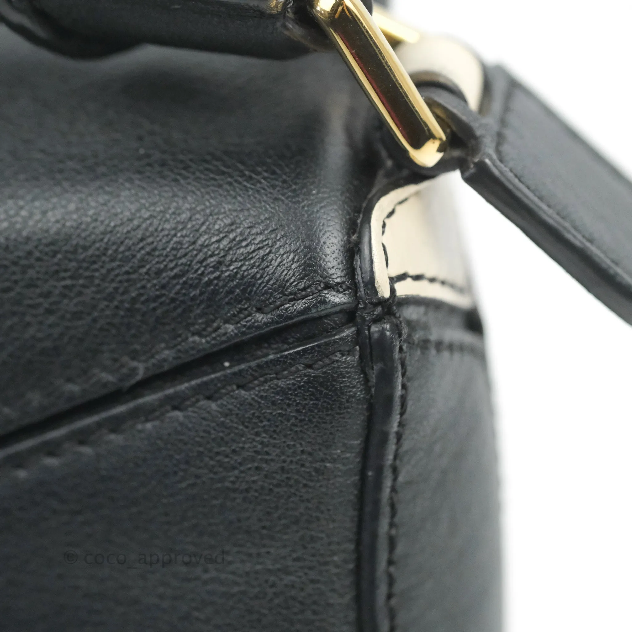 Loewe Mini Puzzle Bag Black/White/Navy Calfskin Gold Hardware