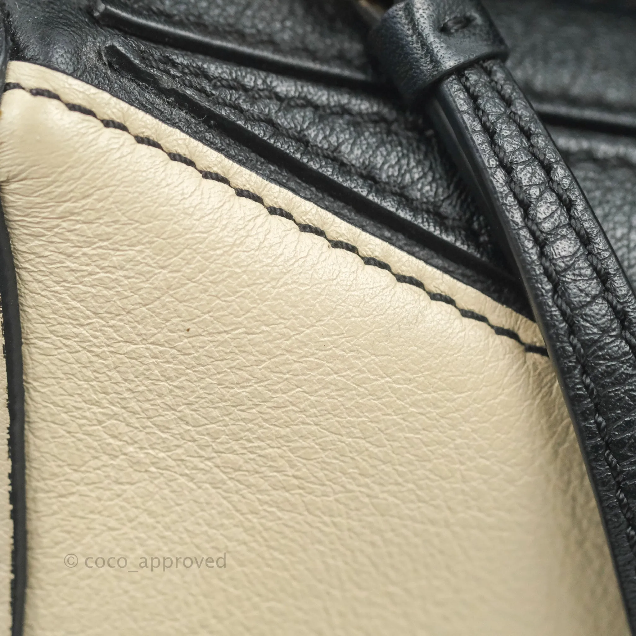 Loewe Mini Puzzle Bag Black/White/Navy Calfskin Gold Hardware
