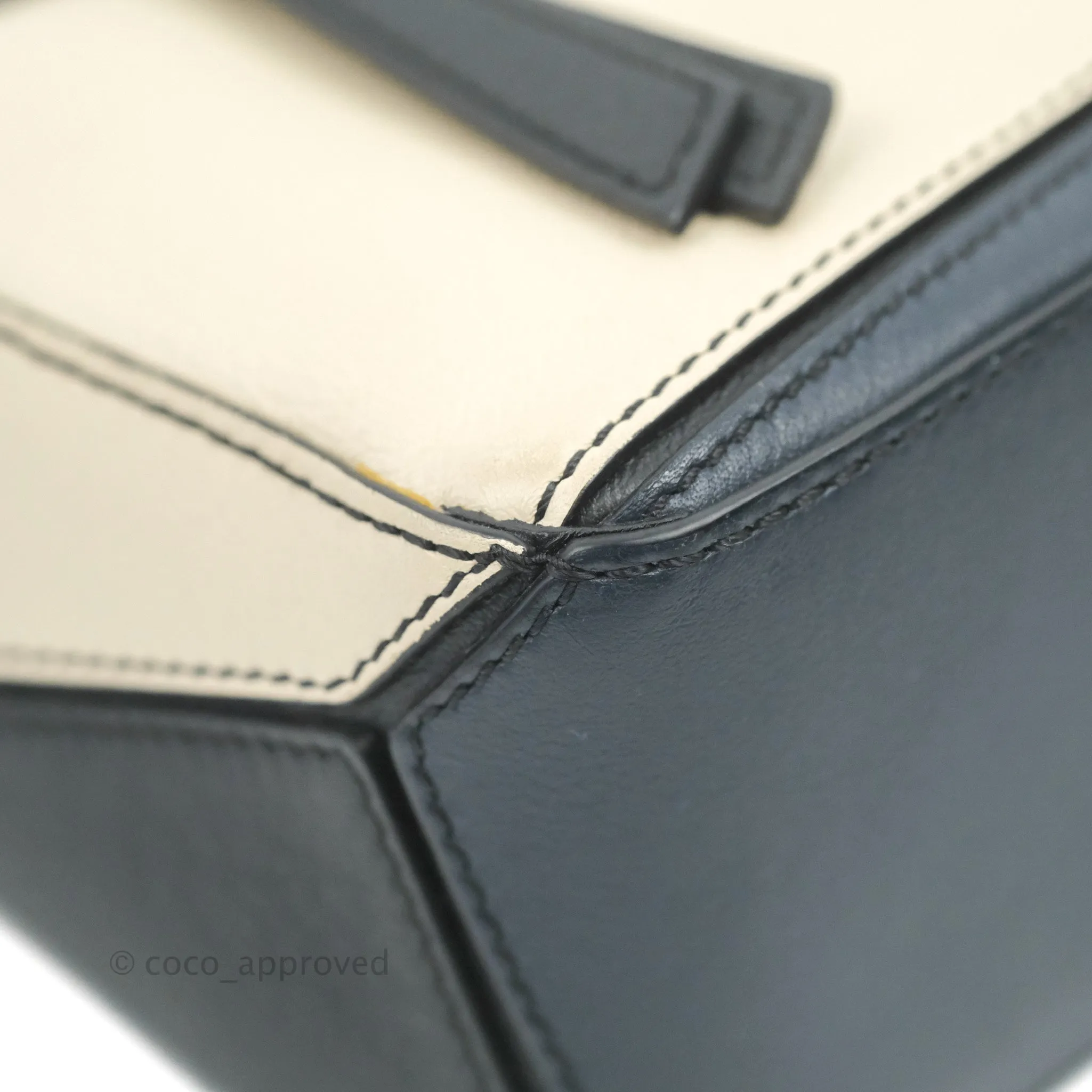 Loewe Mini Puzzle Bag Black/White/Navy Calfskin Gold Hardware