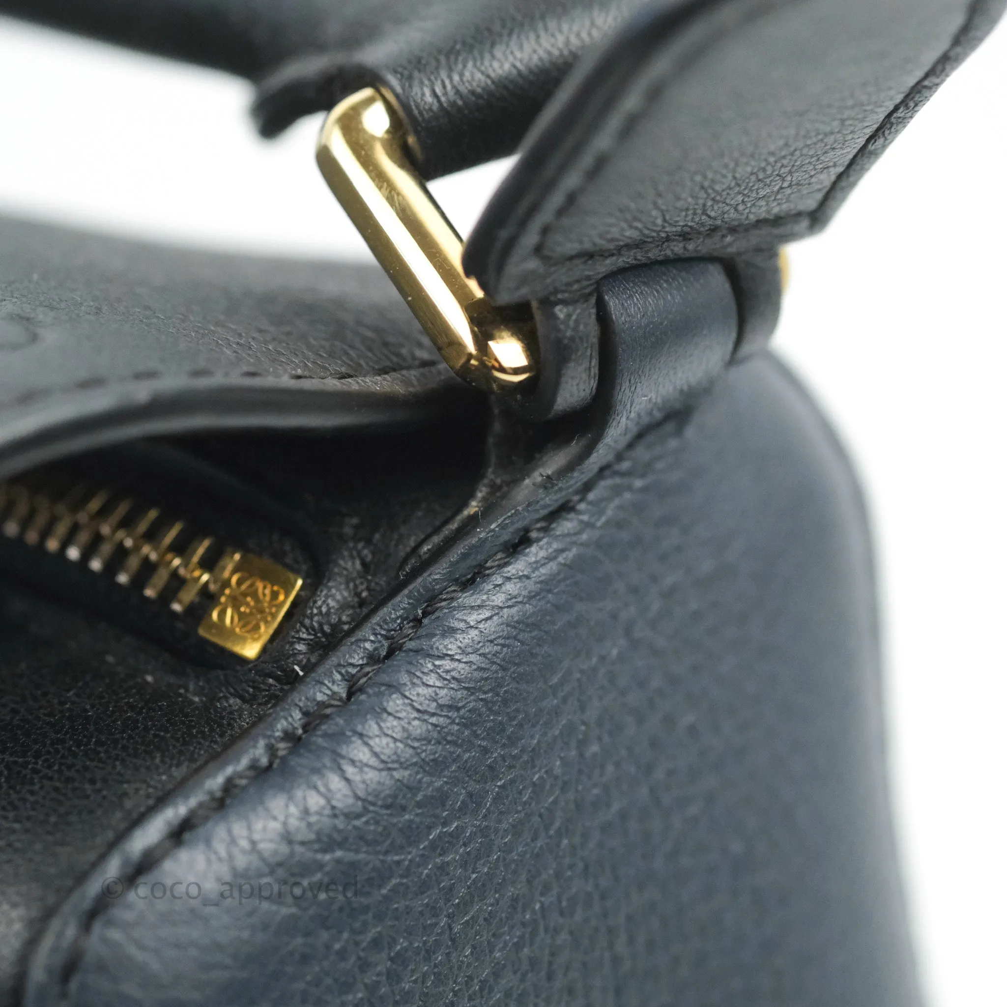 Loewe Mini Puzzle Bag Black/White/Navy Calfskin Gold Hardware
