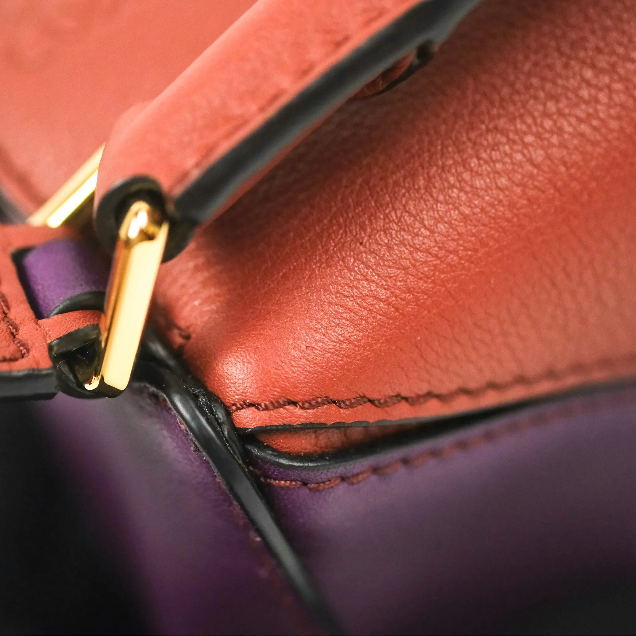 Loewe Mini Puzzle Bag Dark Rust/Dark Purple Calfskin