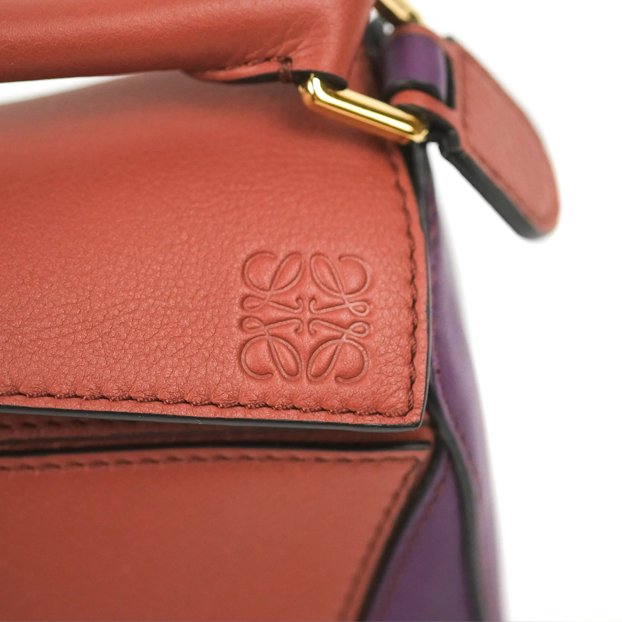Loewe Mini Puzzle Bag Dark Rust/Dark Purple Calfskin