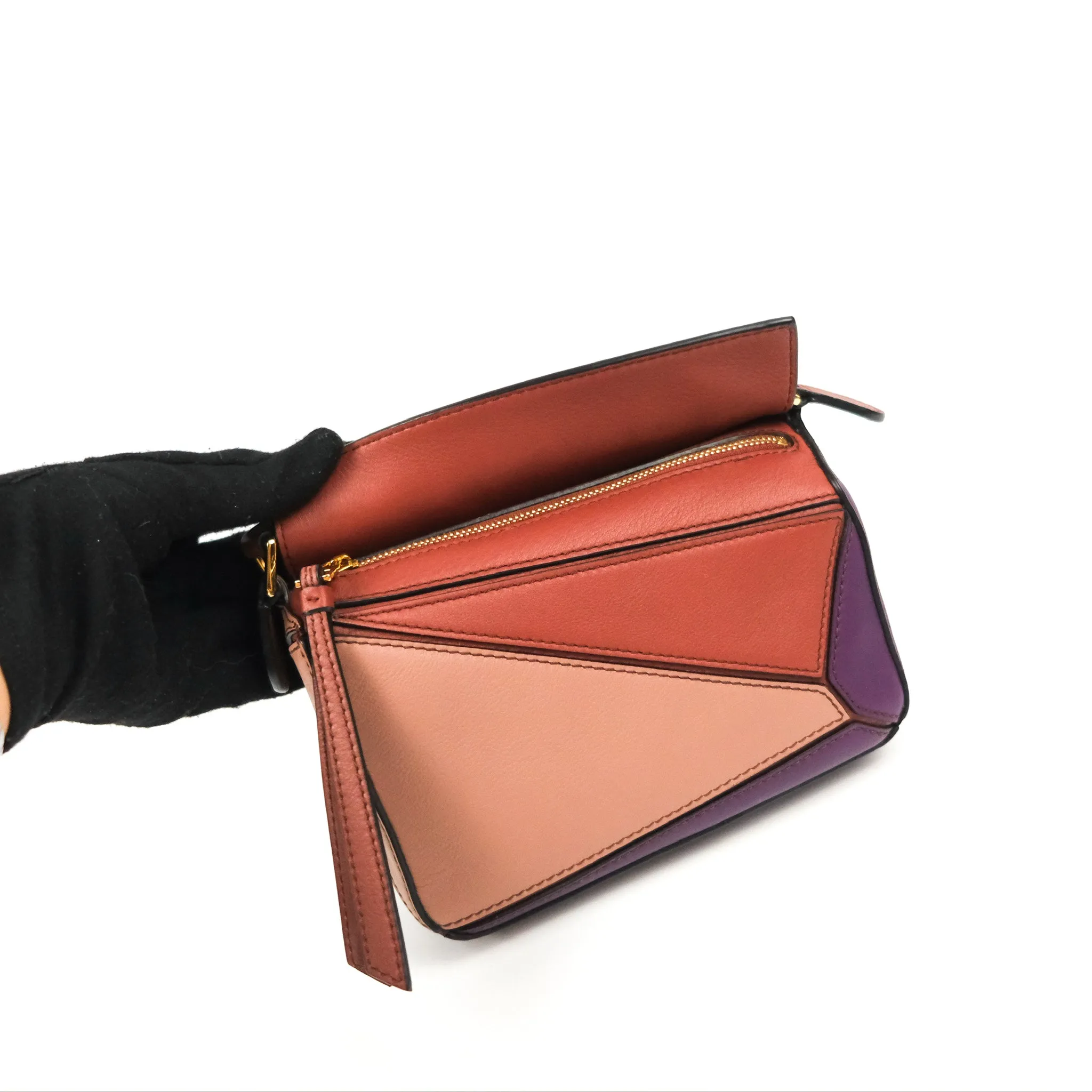 Loewe Mini Puzzle Bag Dark Rust/Dark Purple Calfskin