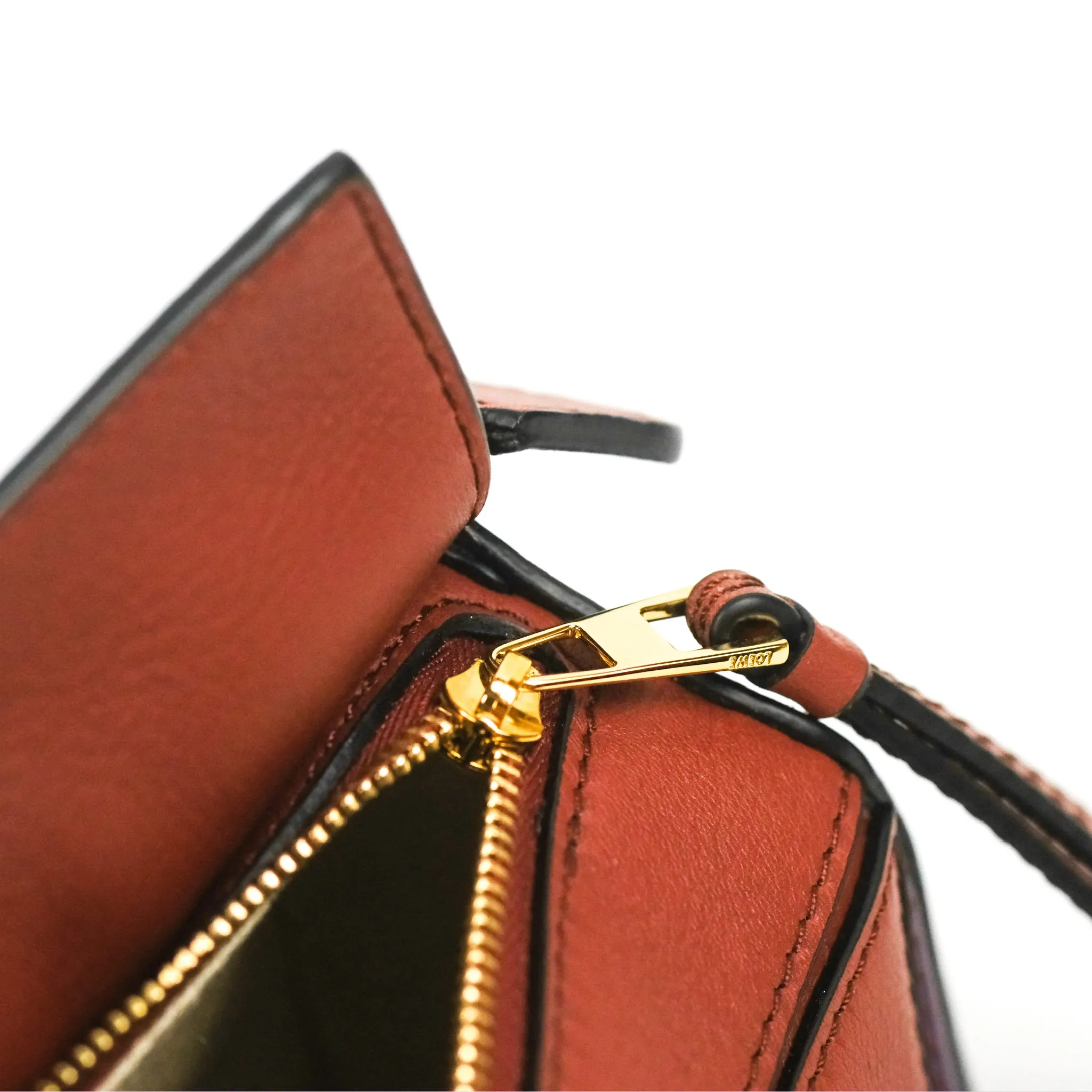 Loewe Mini Puzzle Bag Dark Rust/Dark Purple Calfskin