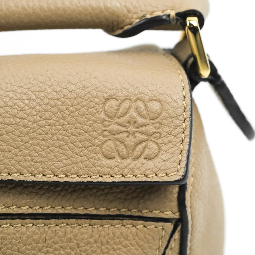 Loewe Mini Puzzle Bag Sand Mink Calfskin Gold Hardware