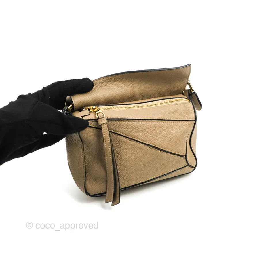 Loewe Mini Puzzle Bag Sand Mink Calfskin Gold Hardware