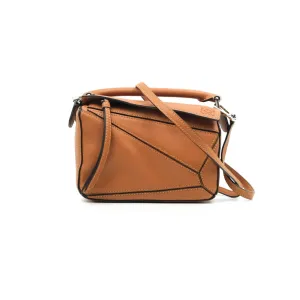 Loewe Mini Puzzle Bag Tan Calfskin Palladium Hardware