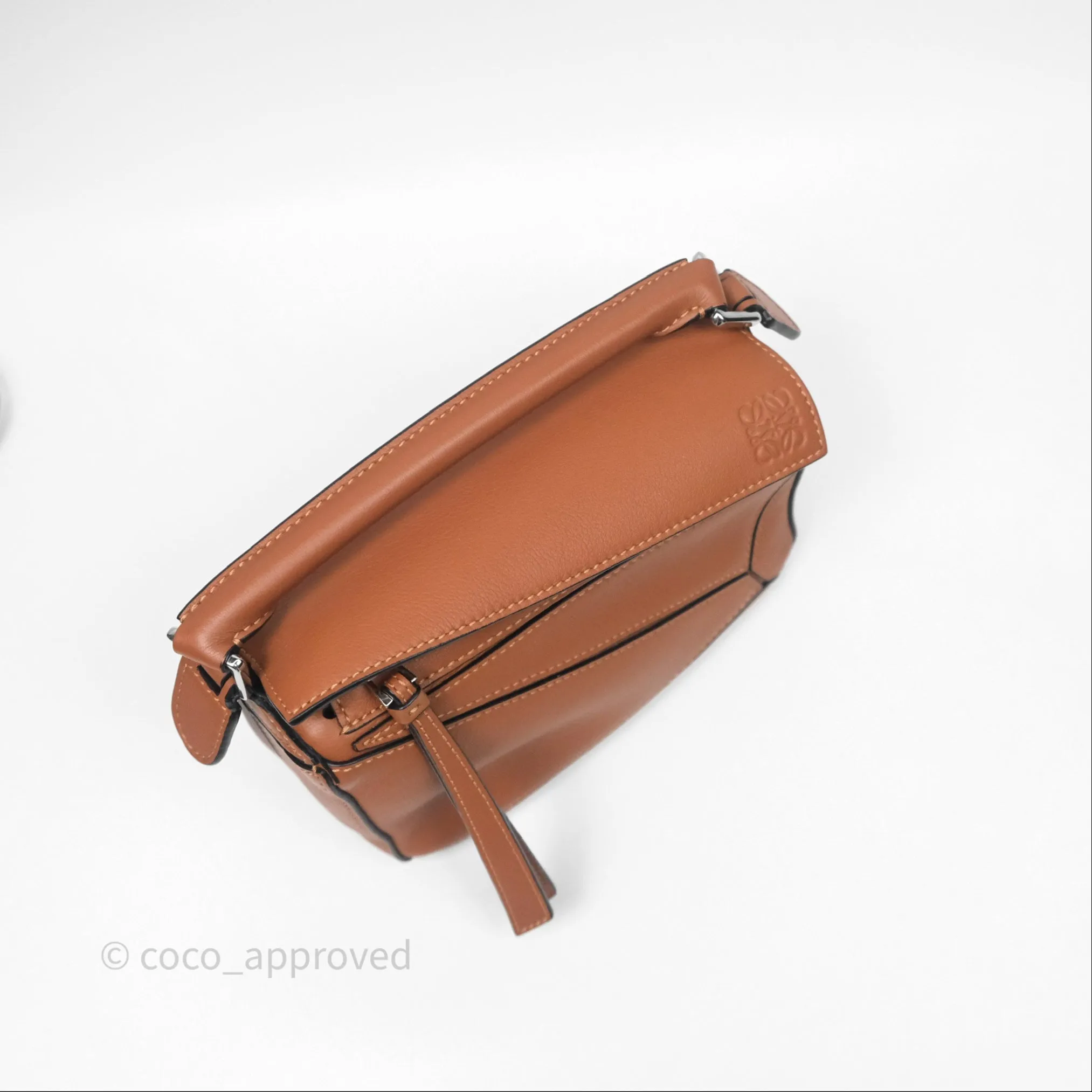 Loewe Mini Puzzle Bag Tan Calfskin Palladium Hardware