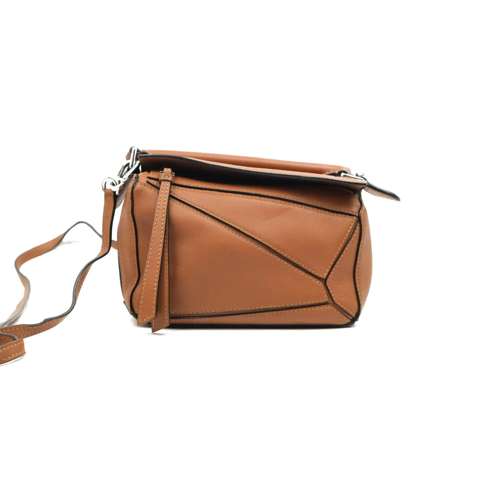 Loewe Mini Puzzle Bag Tan Calfskin Palladium Hardware
