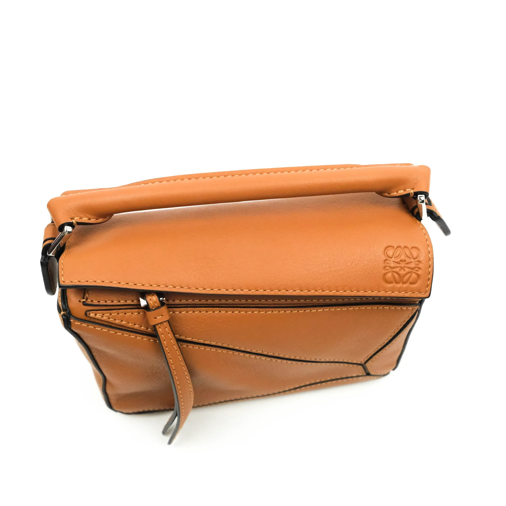 Loewe Mini Puzzle Bag Tan Calfskin Palladium Hardware