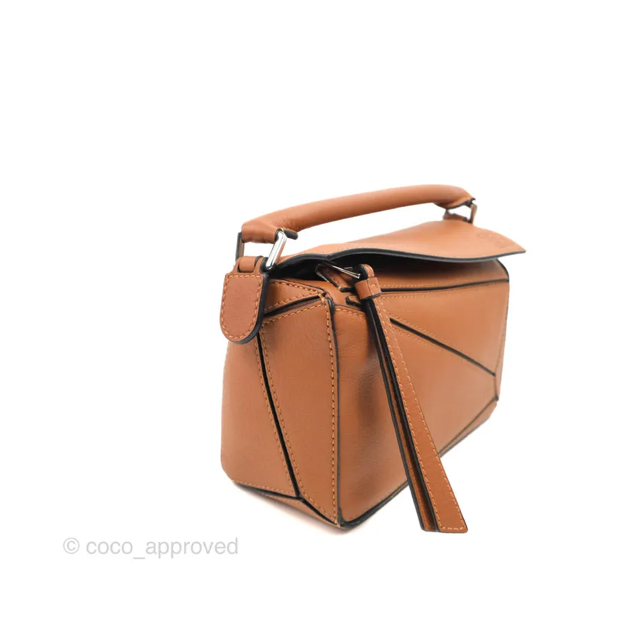 Loewe Mini Puzzle Bag Tan Calfskin Palladium Hardware