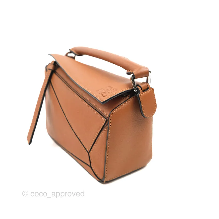 Loewe Mini Puzzle Bag Tan Calfskin Palladium Hardware