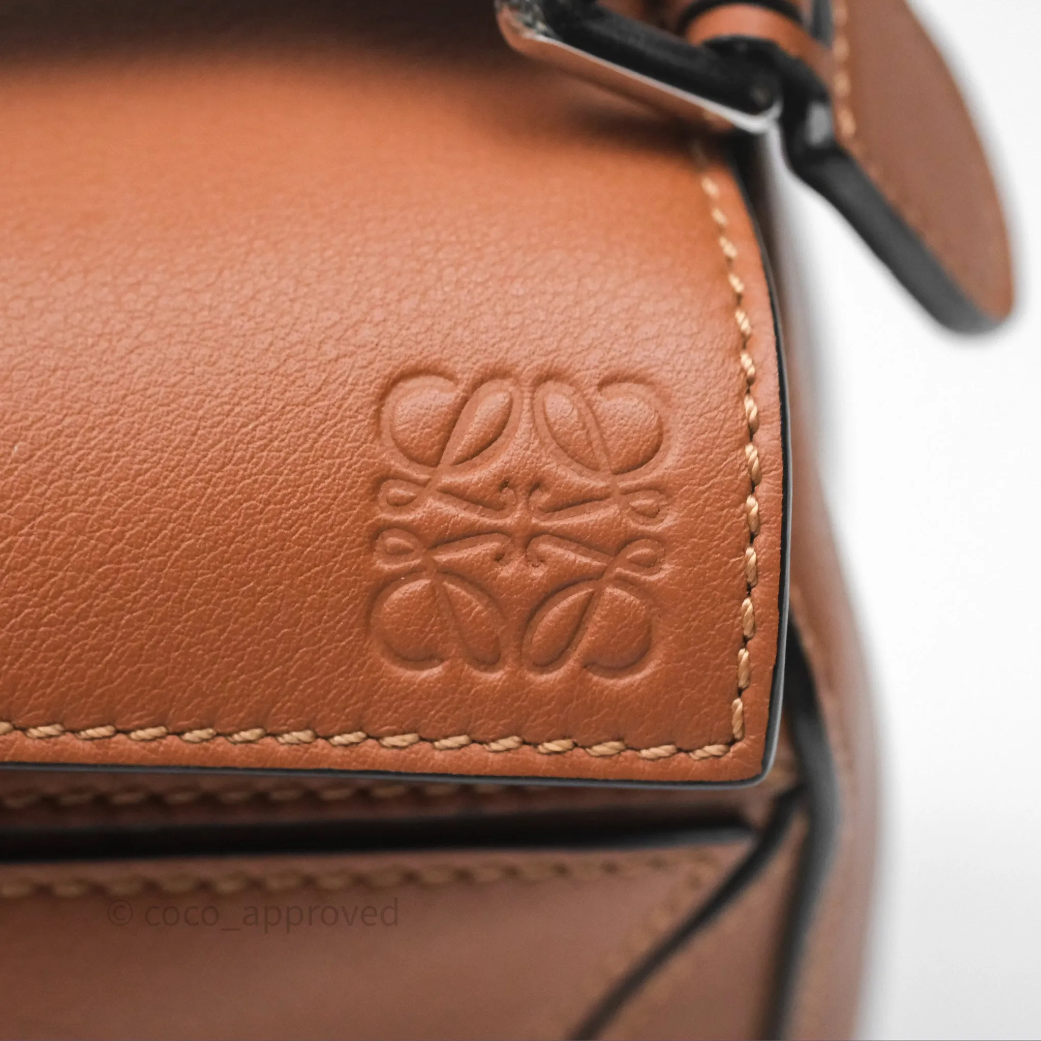Loewe Mini Puzzle Bag Tan Calfskin Palladium Hardware