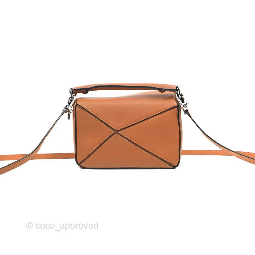 Loewe Mini Puzzle Bag Tan Calfskin Palladium Hardware