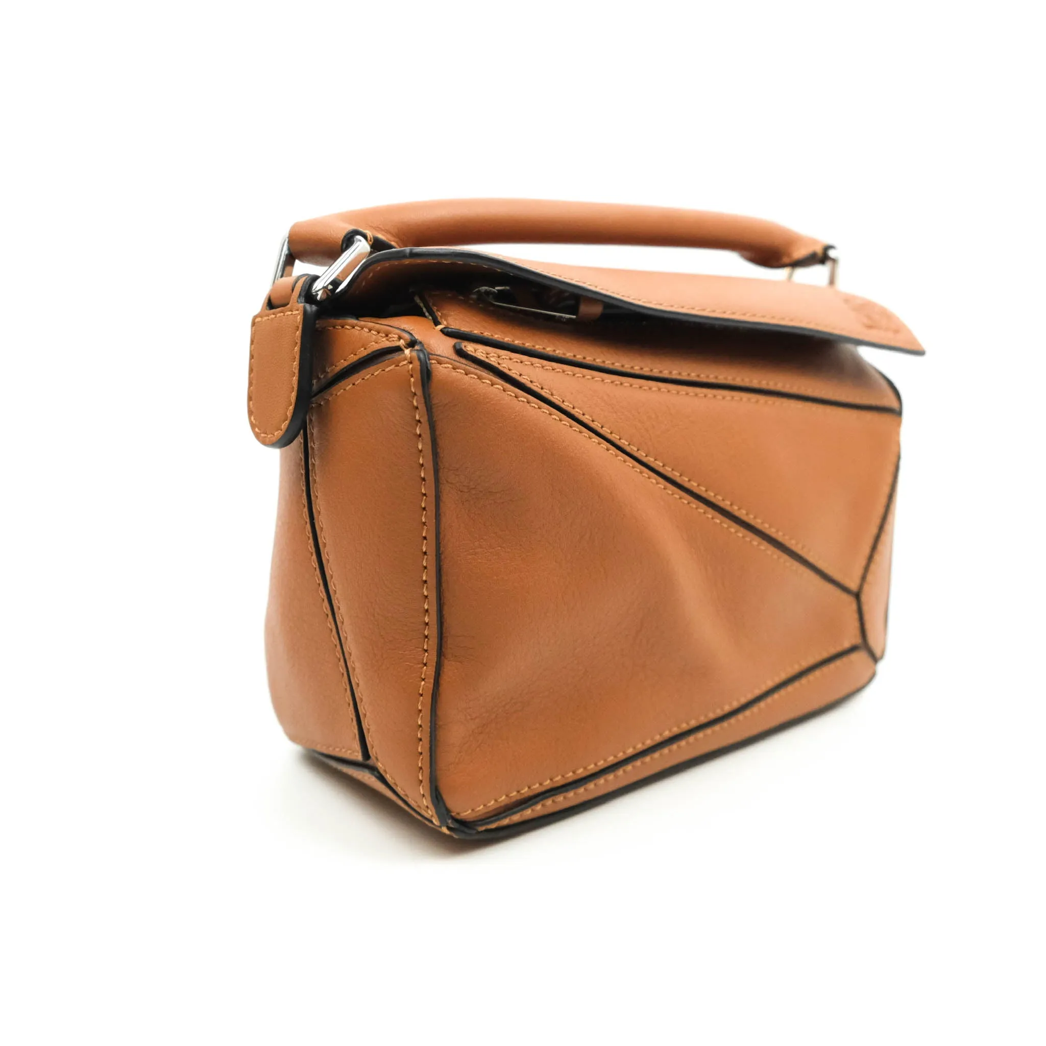 Loewe Mini Puzzle Bag Tan Calfskin Palladium Hardware
