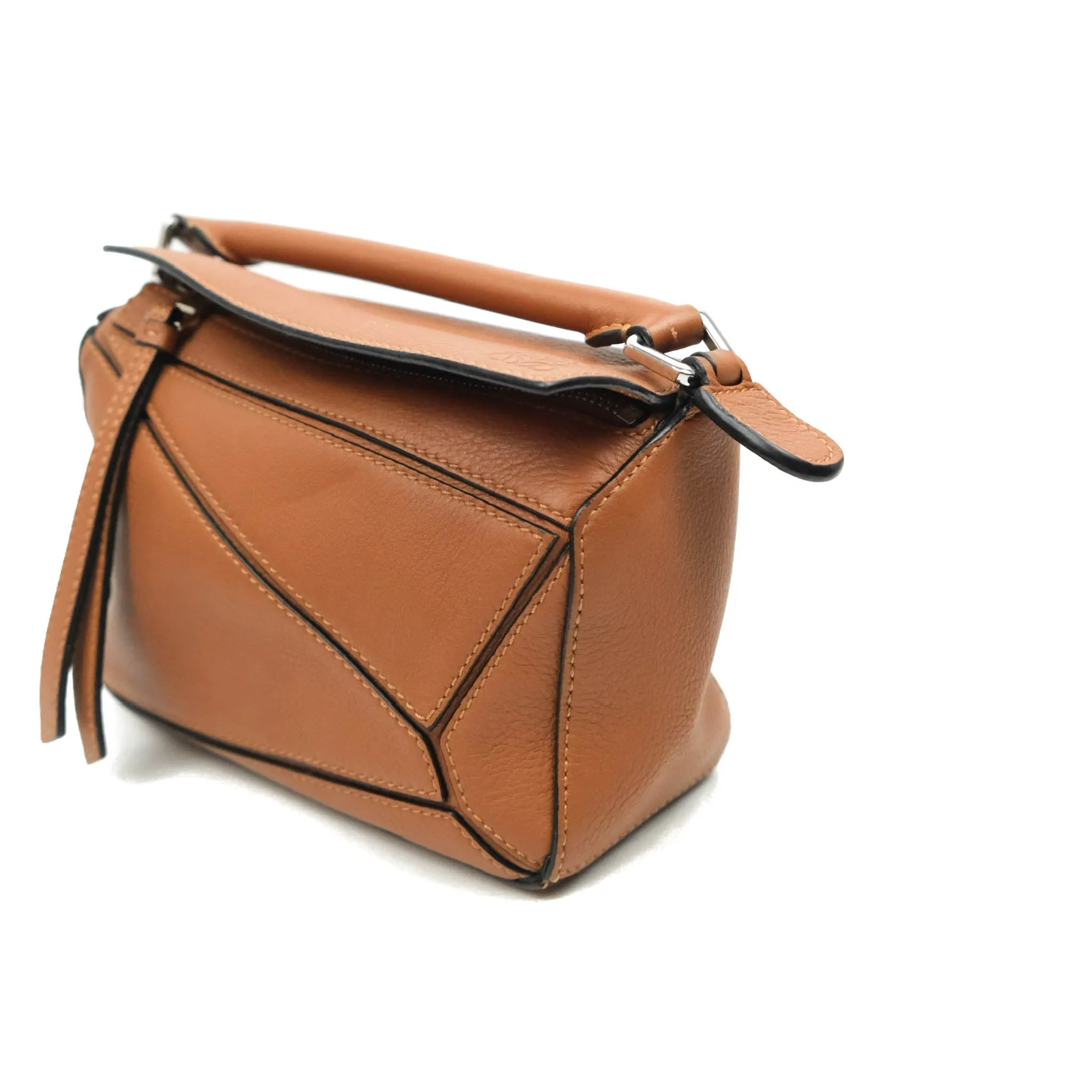 Loewe Mini Puzzle Bag Tan Calfskin Palladium Hardware