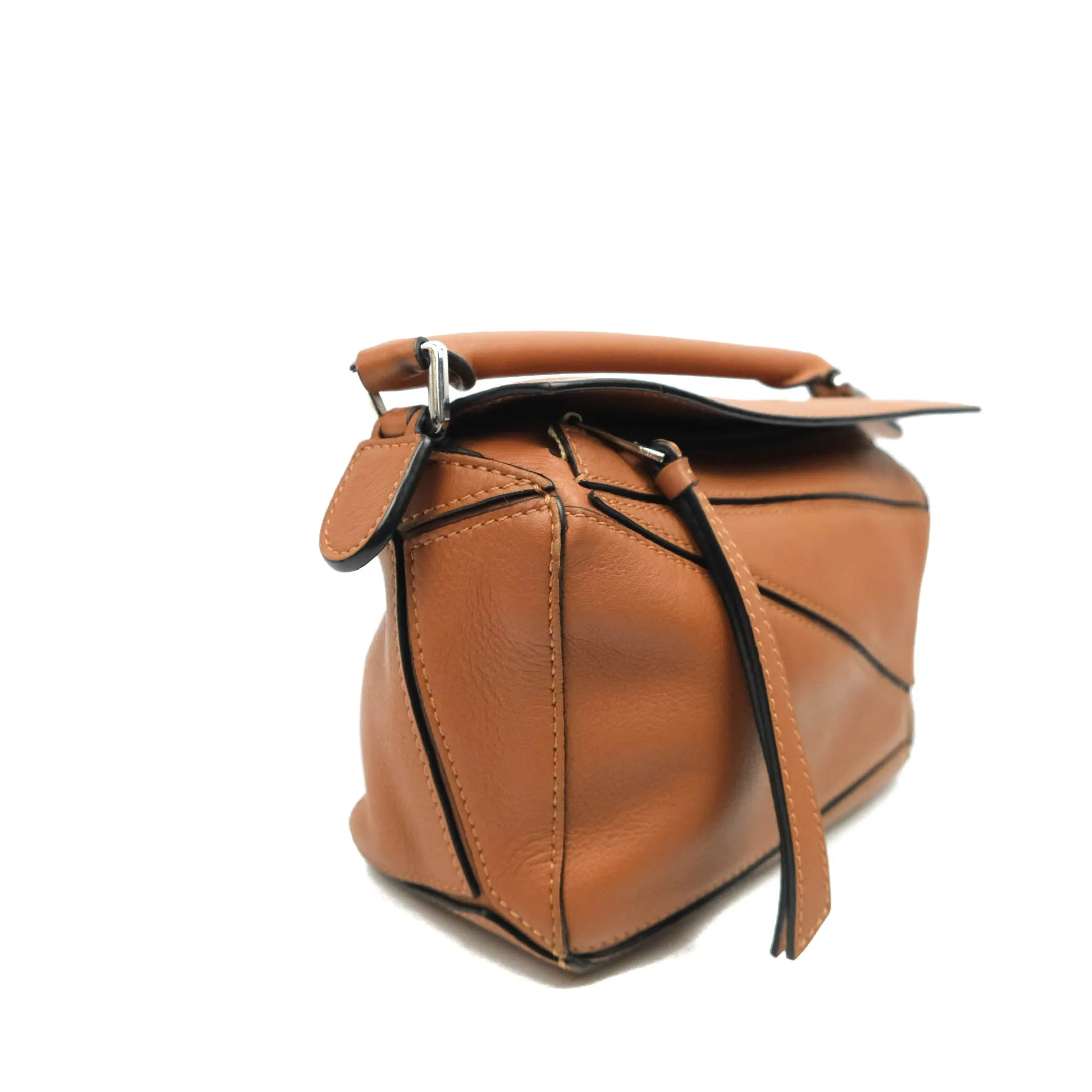 Loewe Mini Puzzle Bag Tan Calfskin Palladium Hardware