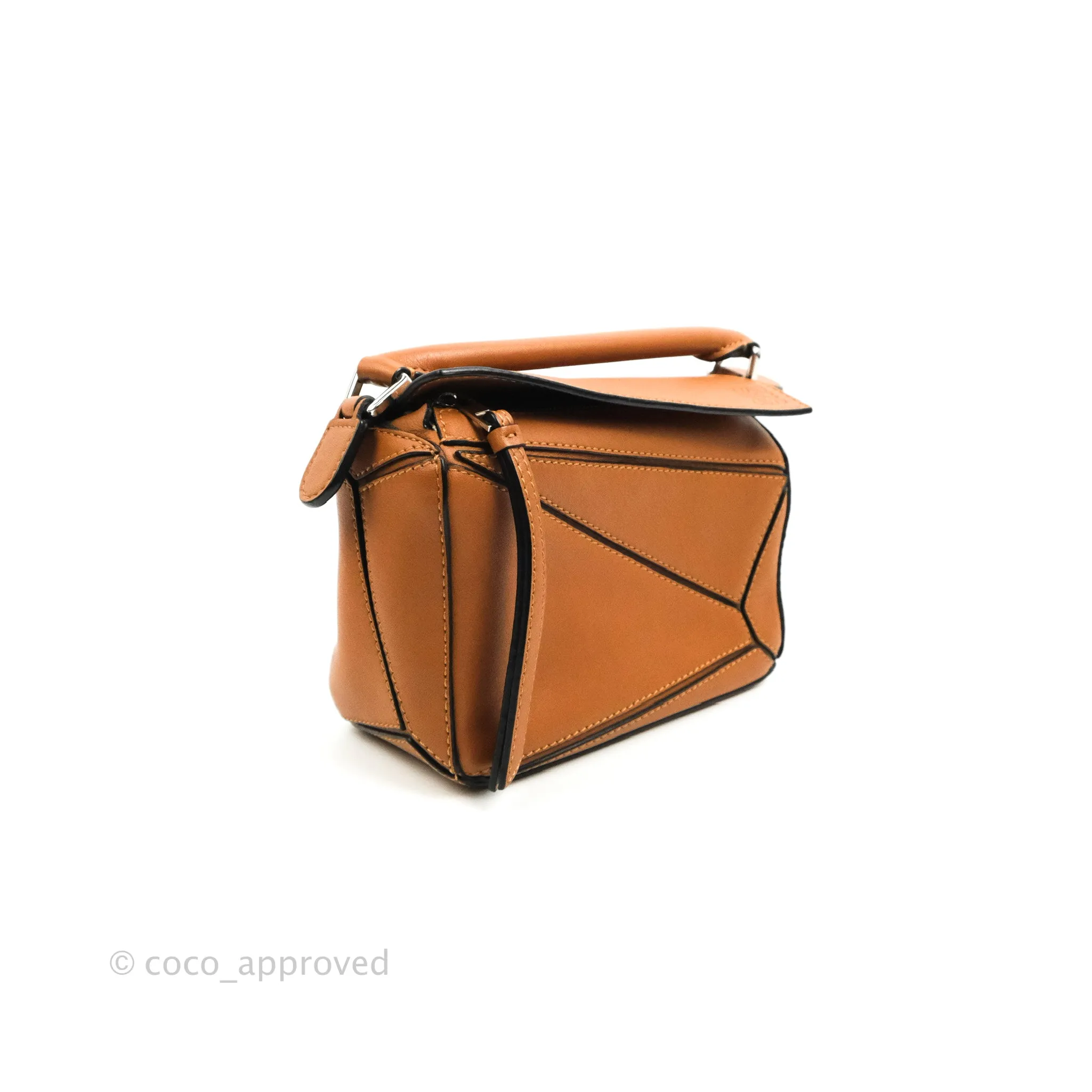 Loewe Mini Puzzle Bag Tan Calfskin Palladium Hardware