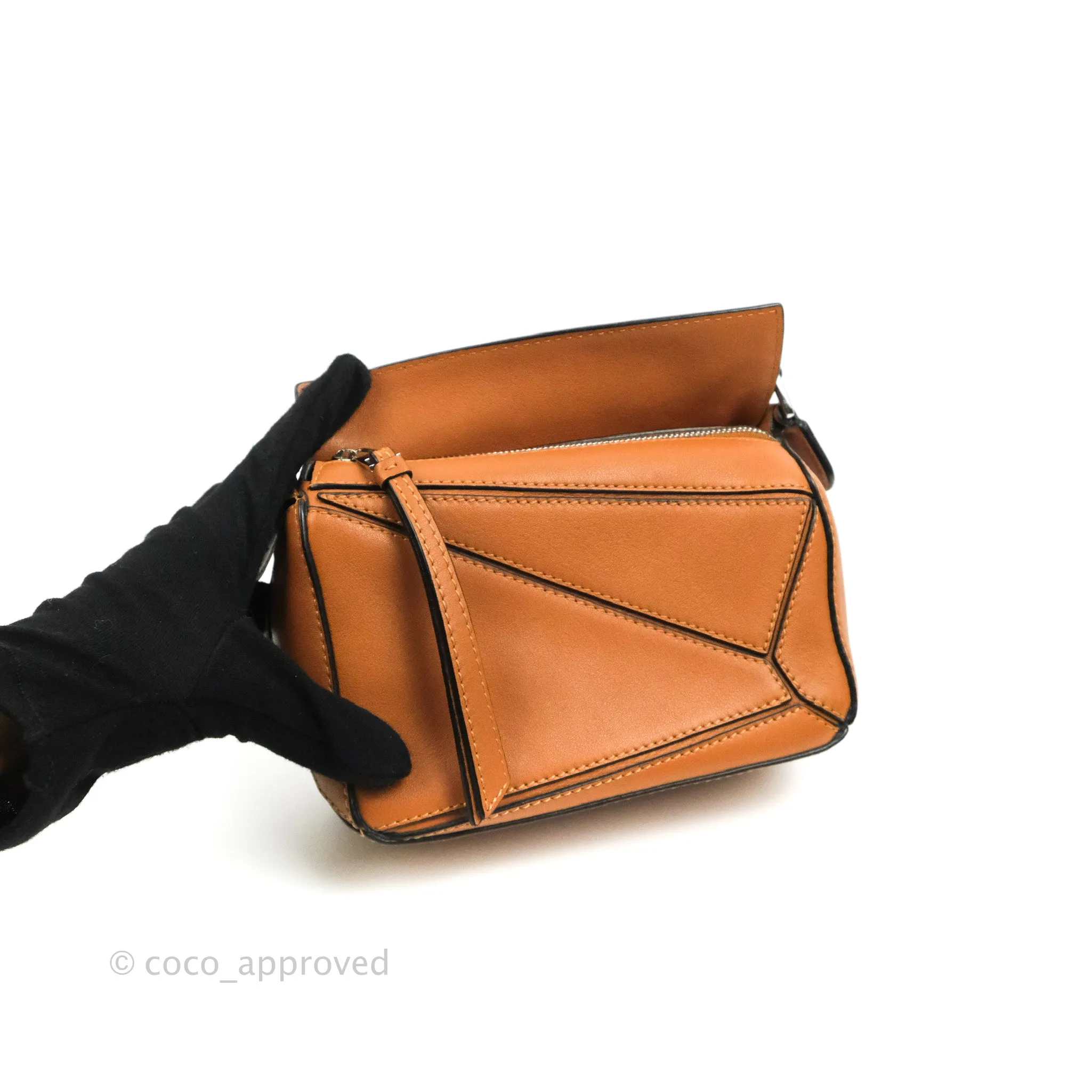 Loewe Mini Puzzle Bag Tan Calfskin Palladium Hardware