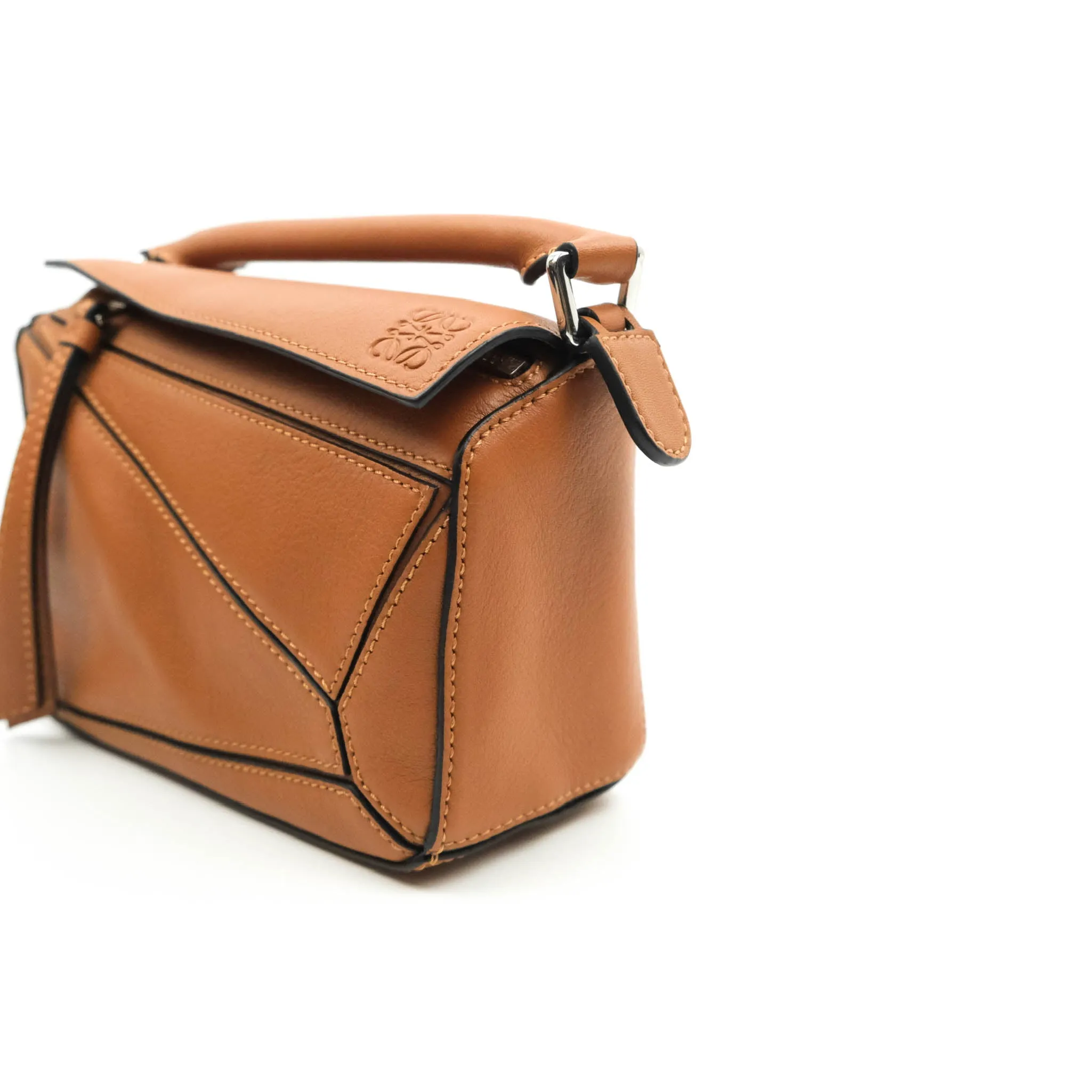 Loewe Mini Puzzle Bag Tan Calfskin Palladium Hardware
