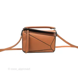Loewe Mini Puzzle Bag Tan Calfskin Palladium Hardware