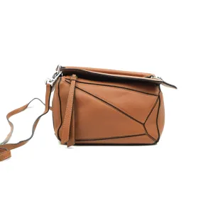 Loewe Mini Puzzle Bag Tan Calfskin Palladium Hardware