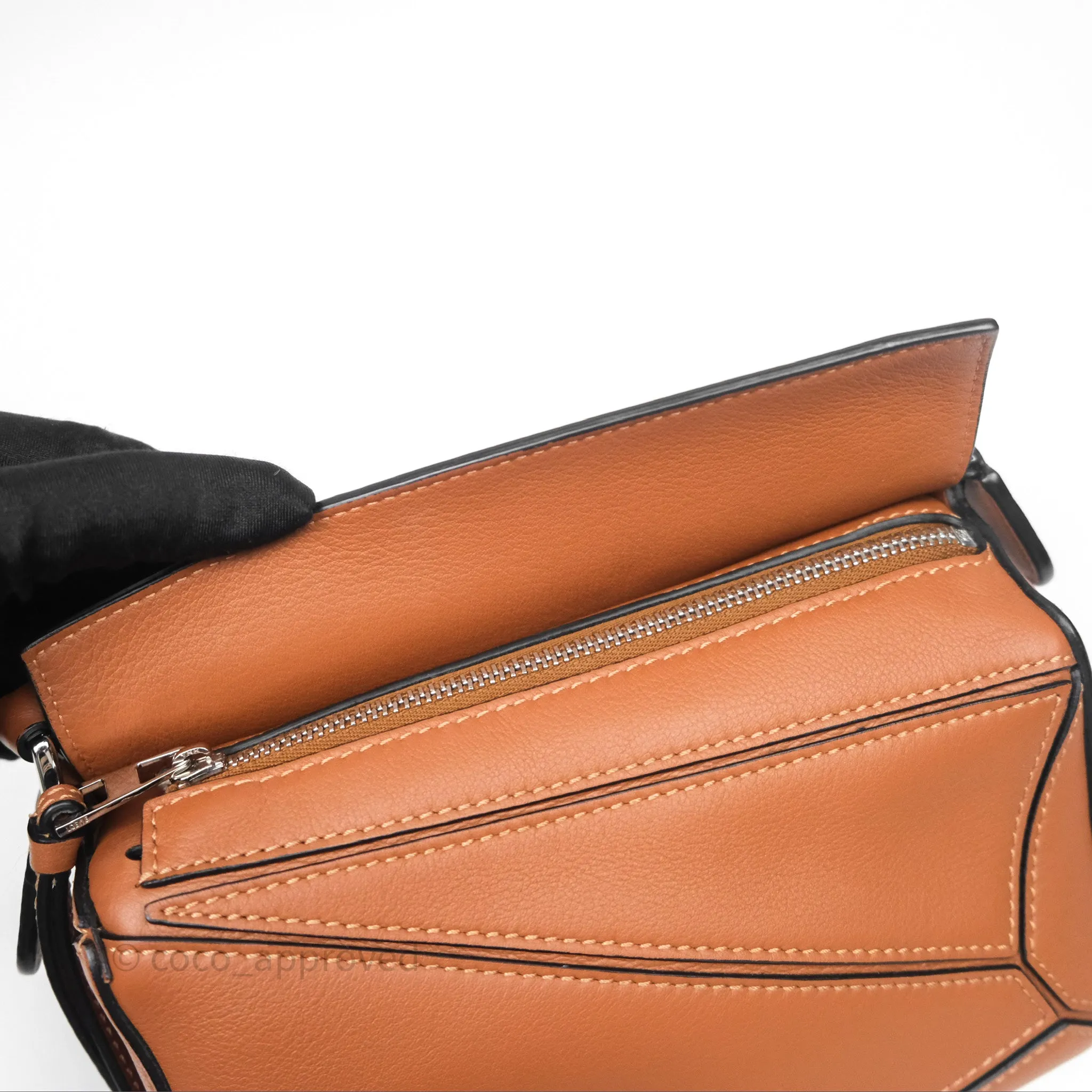 Loewe Mini Puzzle Bag Tan Calfskin Palladium Hardware