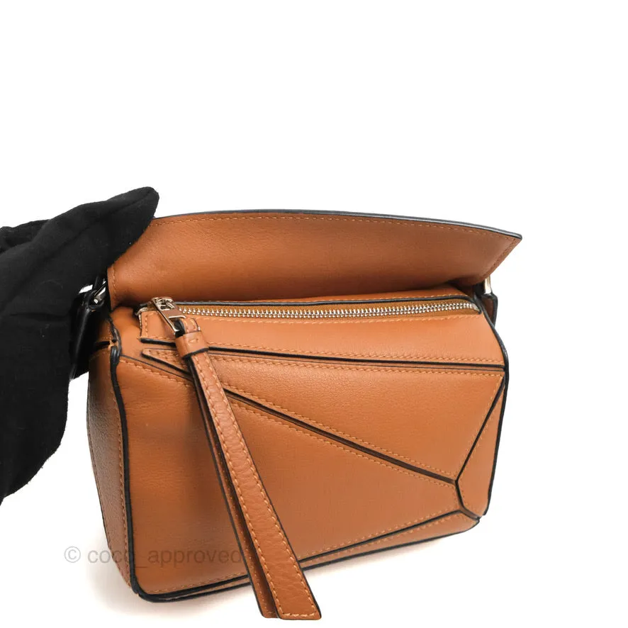 Loewe Mini Puzzle Bag Tan Calfskin Palladium Hardware