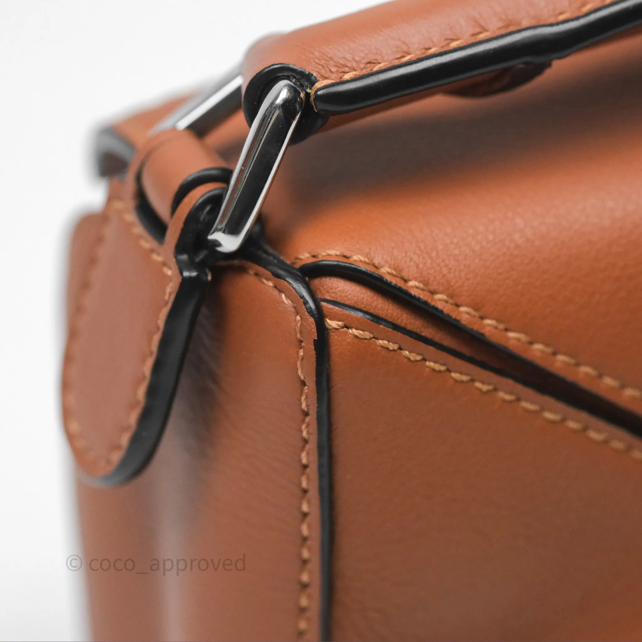 Loewe Mini Puzzle Bag Tan Calfskin Palladium Hardware