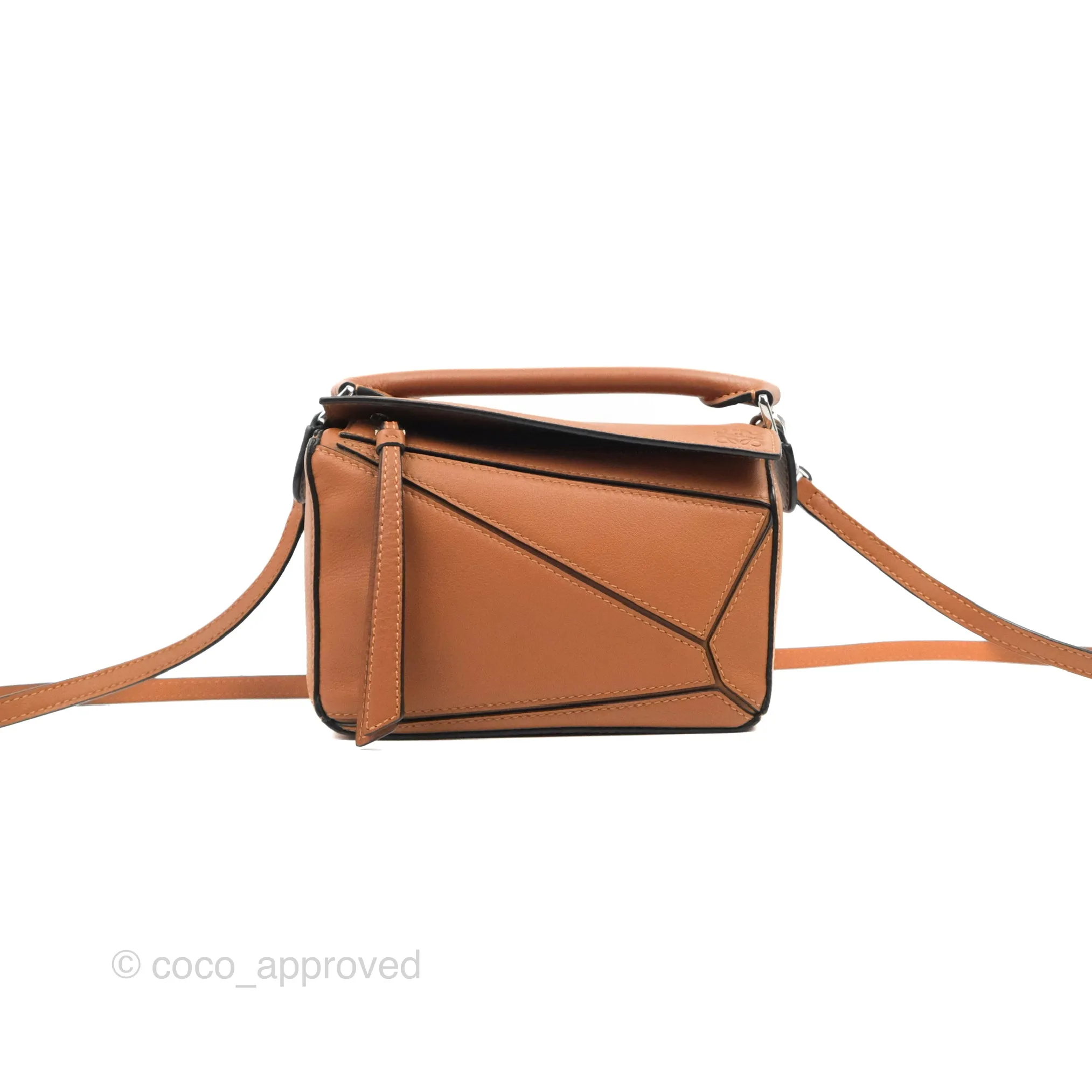 Loewe Mini Puzzle Bag Tan Calfskin Palladium Hardware