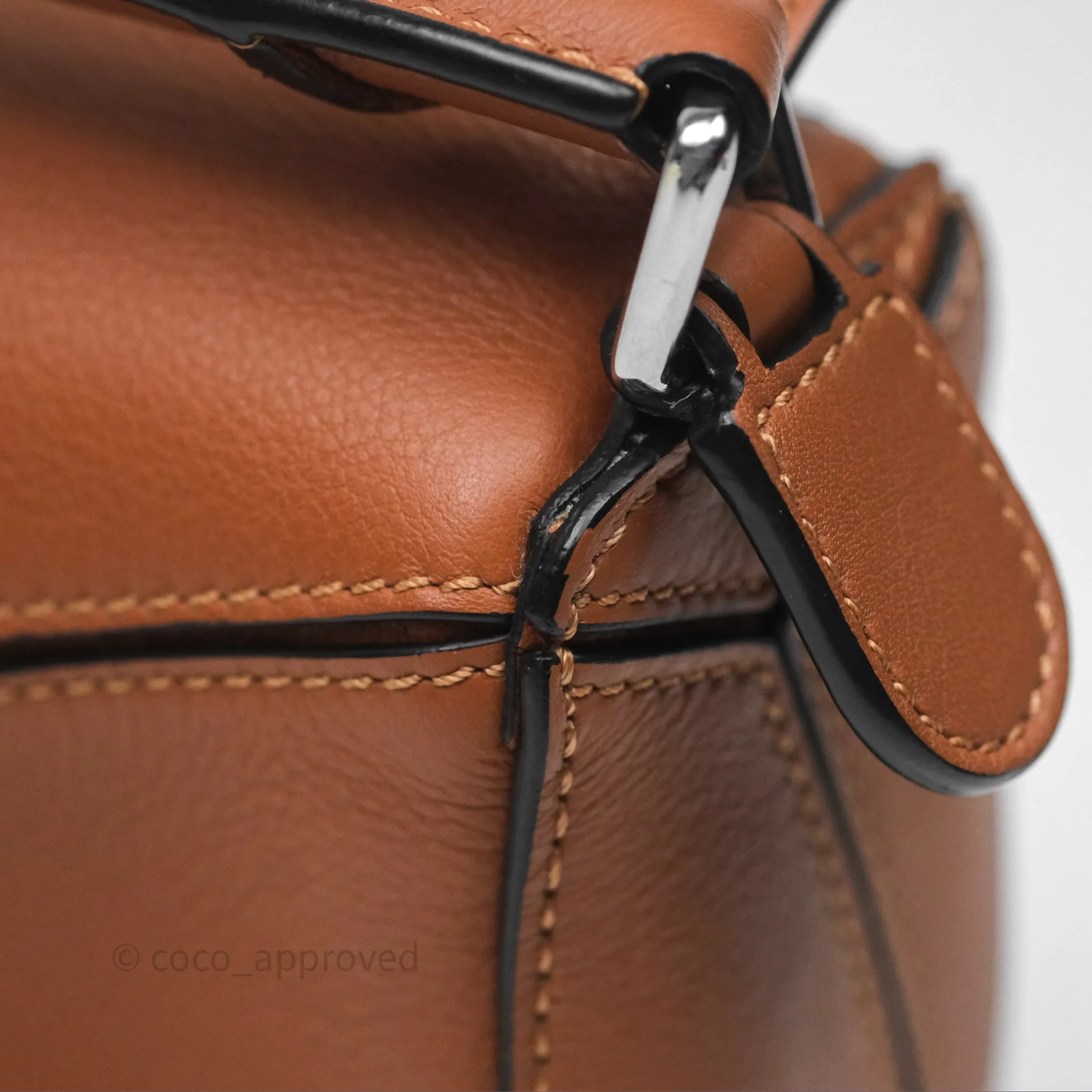 Loewe Mini Puzzle Bag Tan Calfskin Palladium Hardware