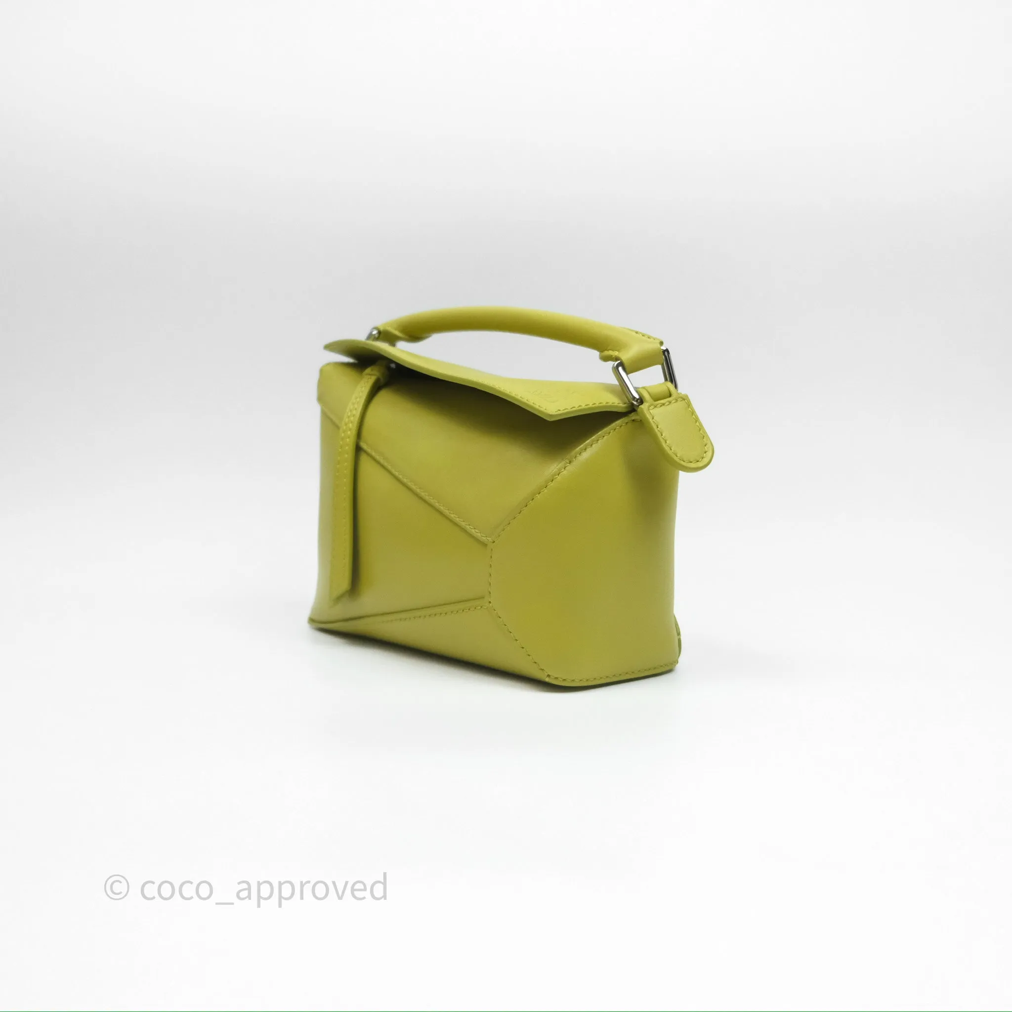 Loewe Mini Puzzle Edge Bag in Lime Smooth Calfskin