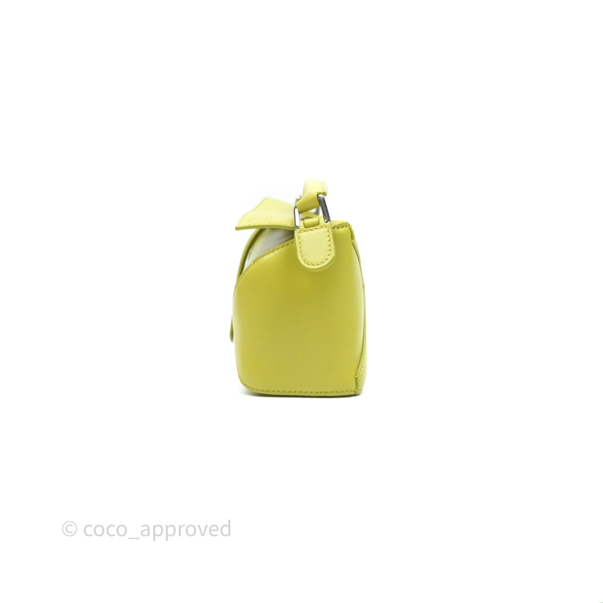 Loewe Mini Puzzle Edge Bag in Lime Smooth Calfskin