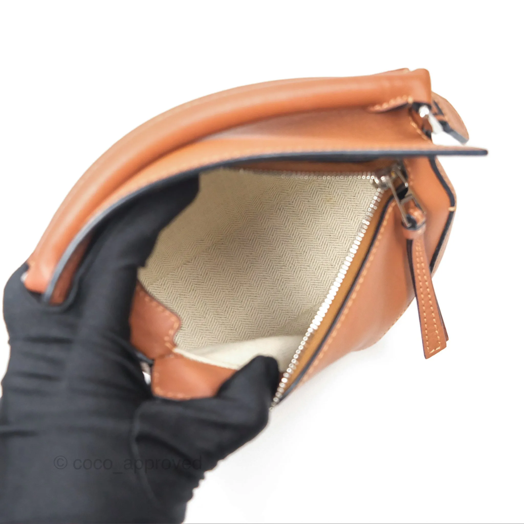 Loewe Mini Puzzle Edge Bag Tan Calfskin Palladium Hardware