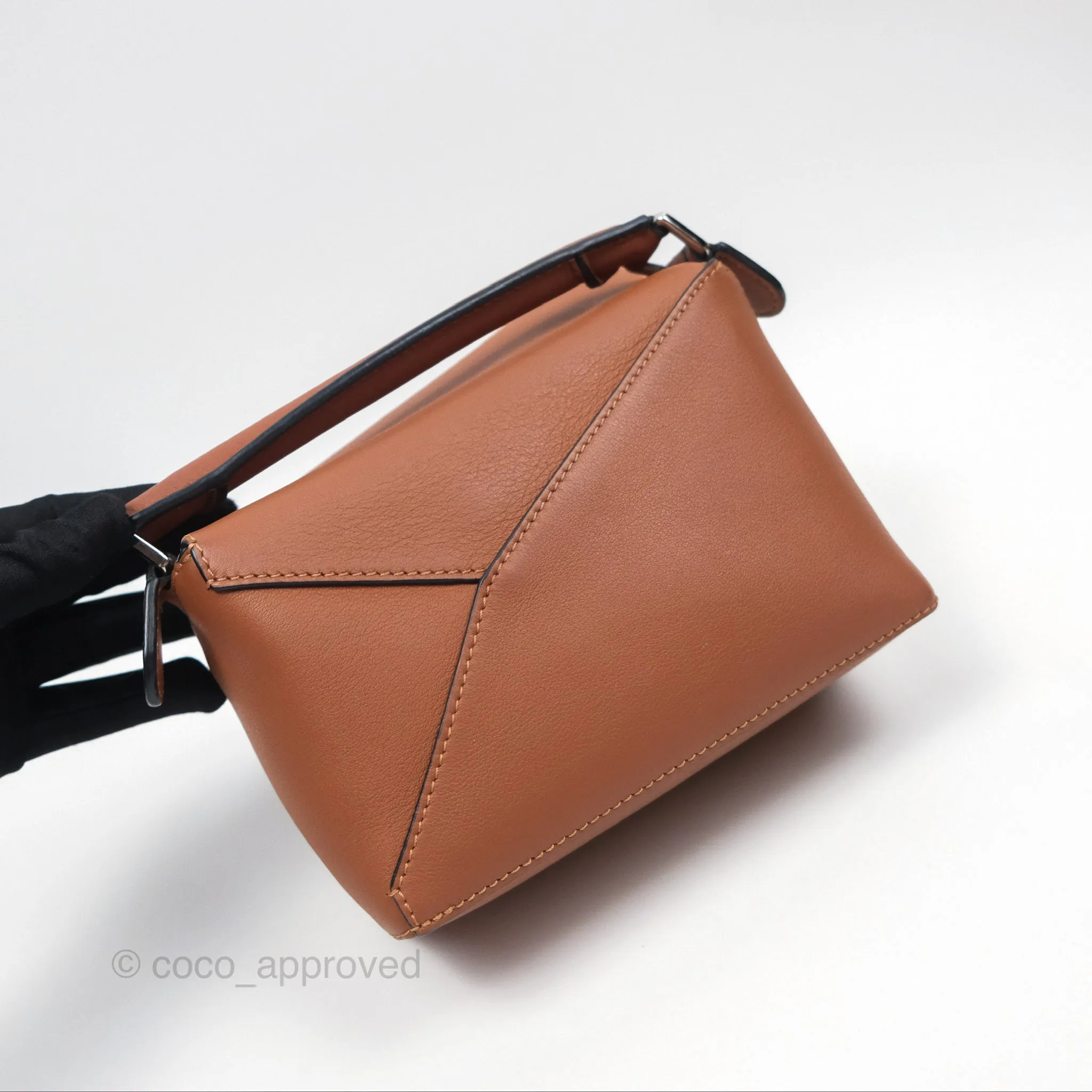 Loewe Mini Puzzle Edge Bag Tan Calfskin Palladium Hardware