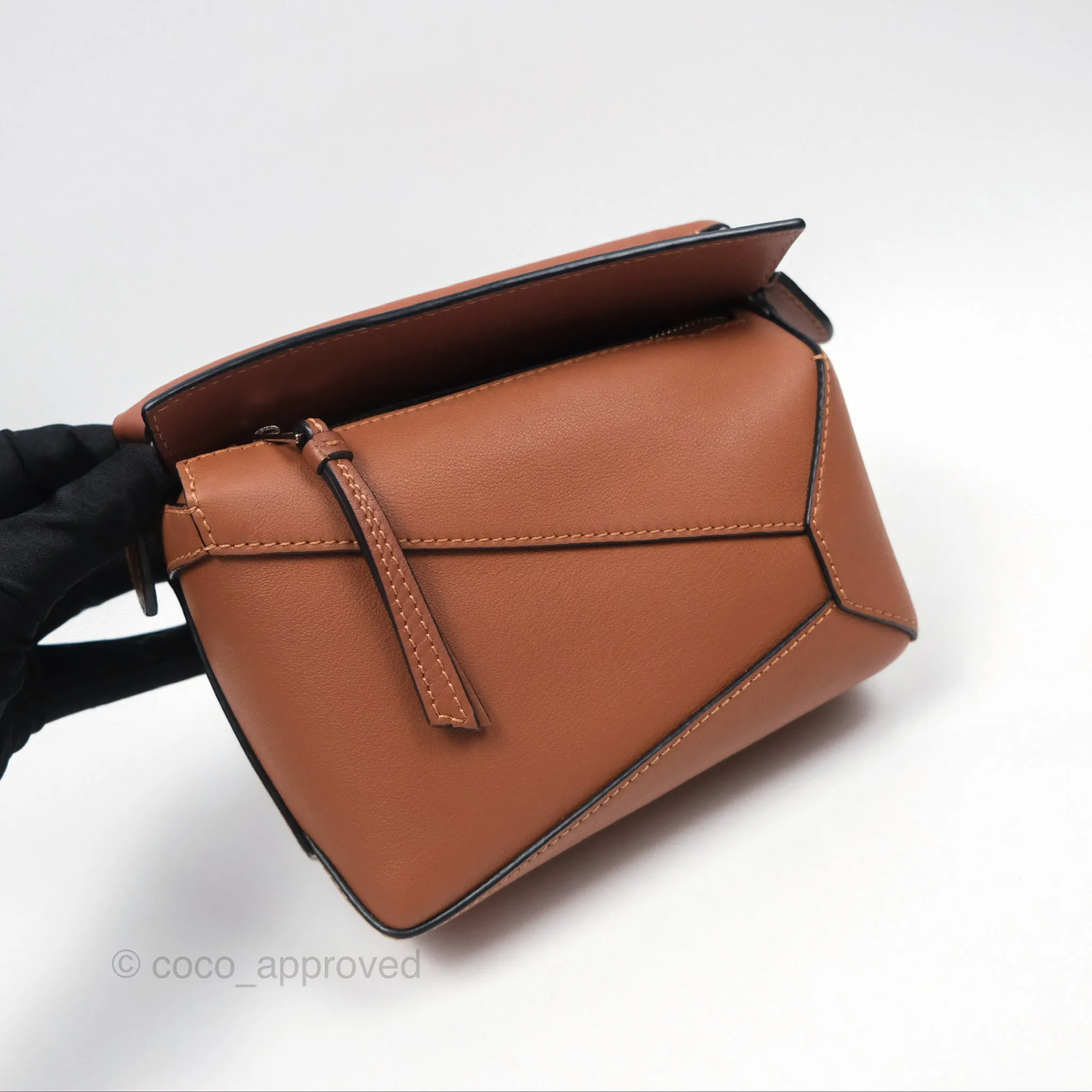 Loewe Mini Puzzle Edge Bag Tan Calfskin Palladium Hardware