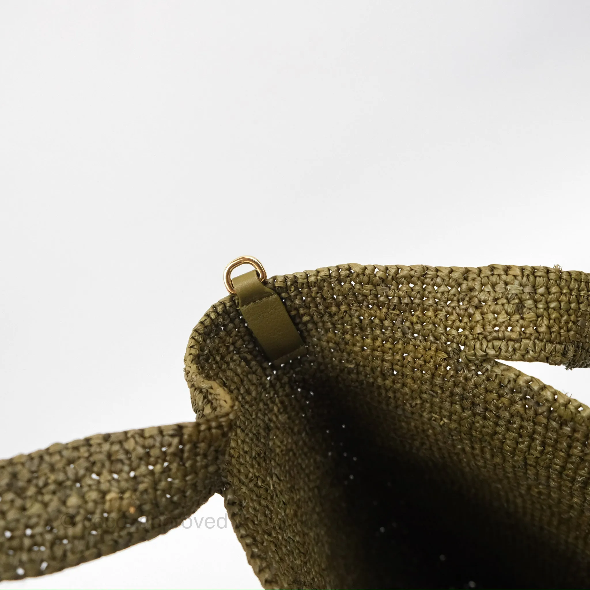 Loewe Mini Slit Bag in Raffia / Calfskin Natural Olive