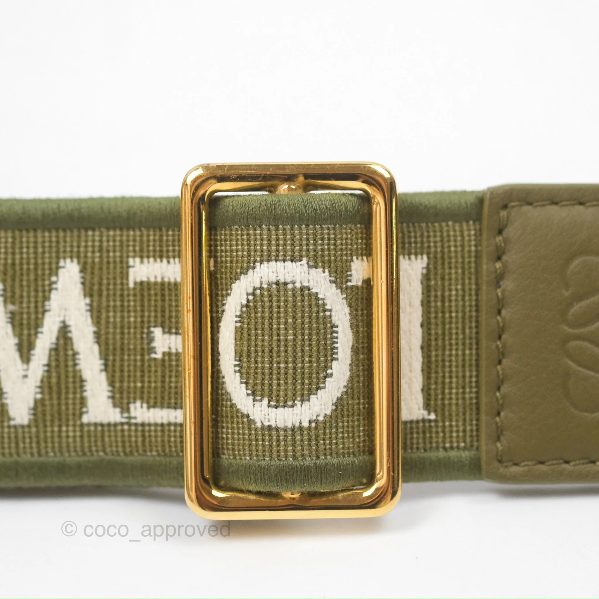 Loewe Mini Slit Bag in Raffia / Calfskin Natural Olive