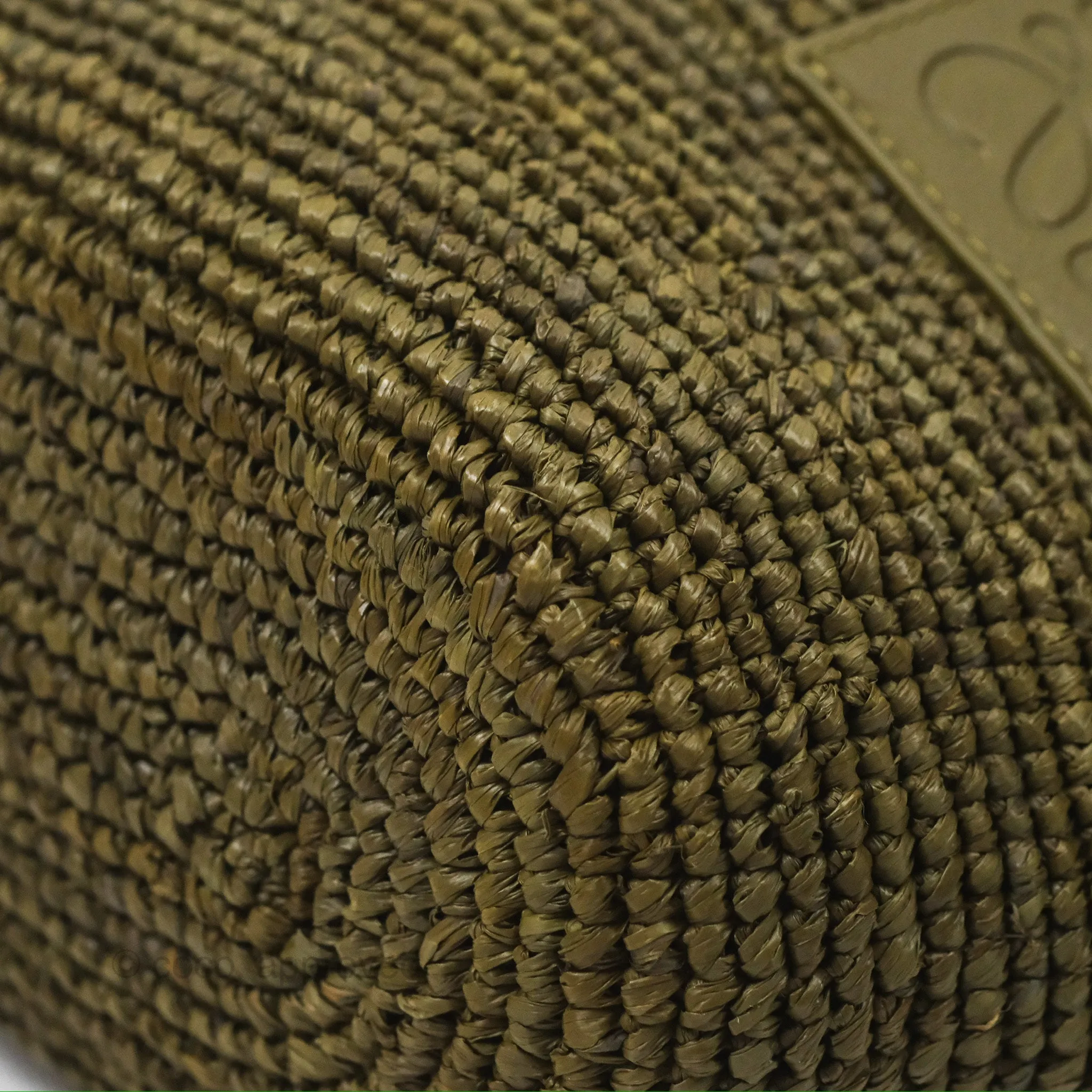 Loewe Mini Slit Bag in Raffia / Calfskin Natural Olive