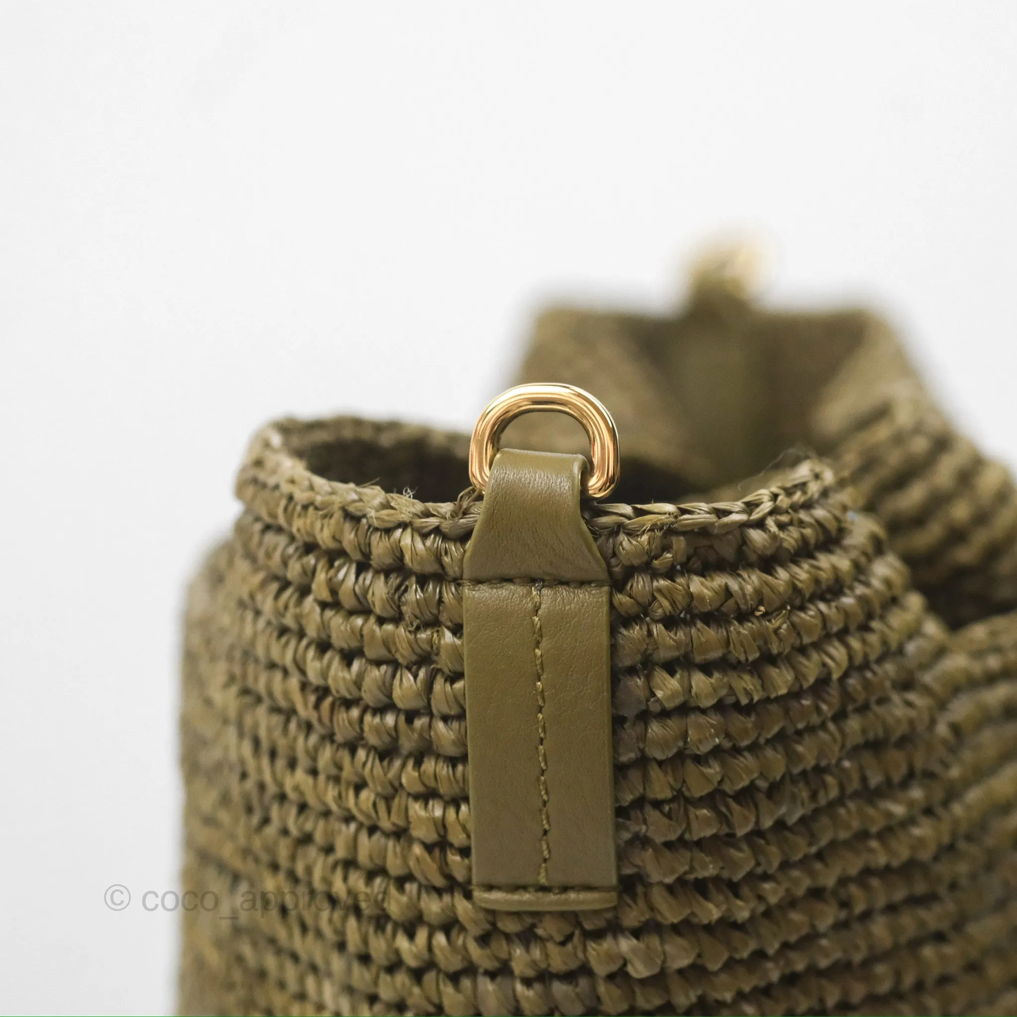 Loewe Mini Slit Bag in Raffia / Calfskin Natural Olive