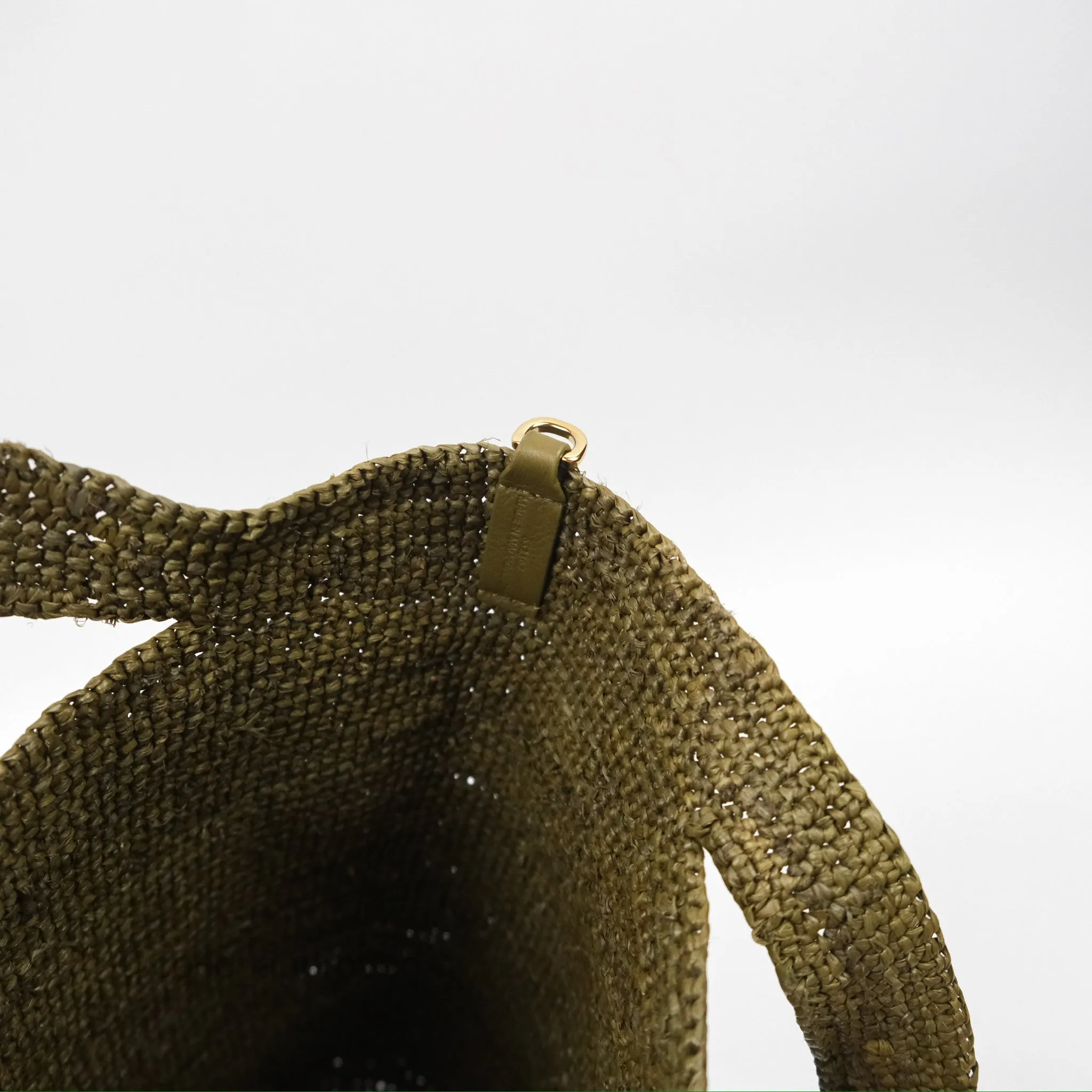 Loewe Mini Slit Bag in Raffia / Calfskin Natural Olive