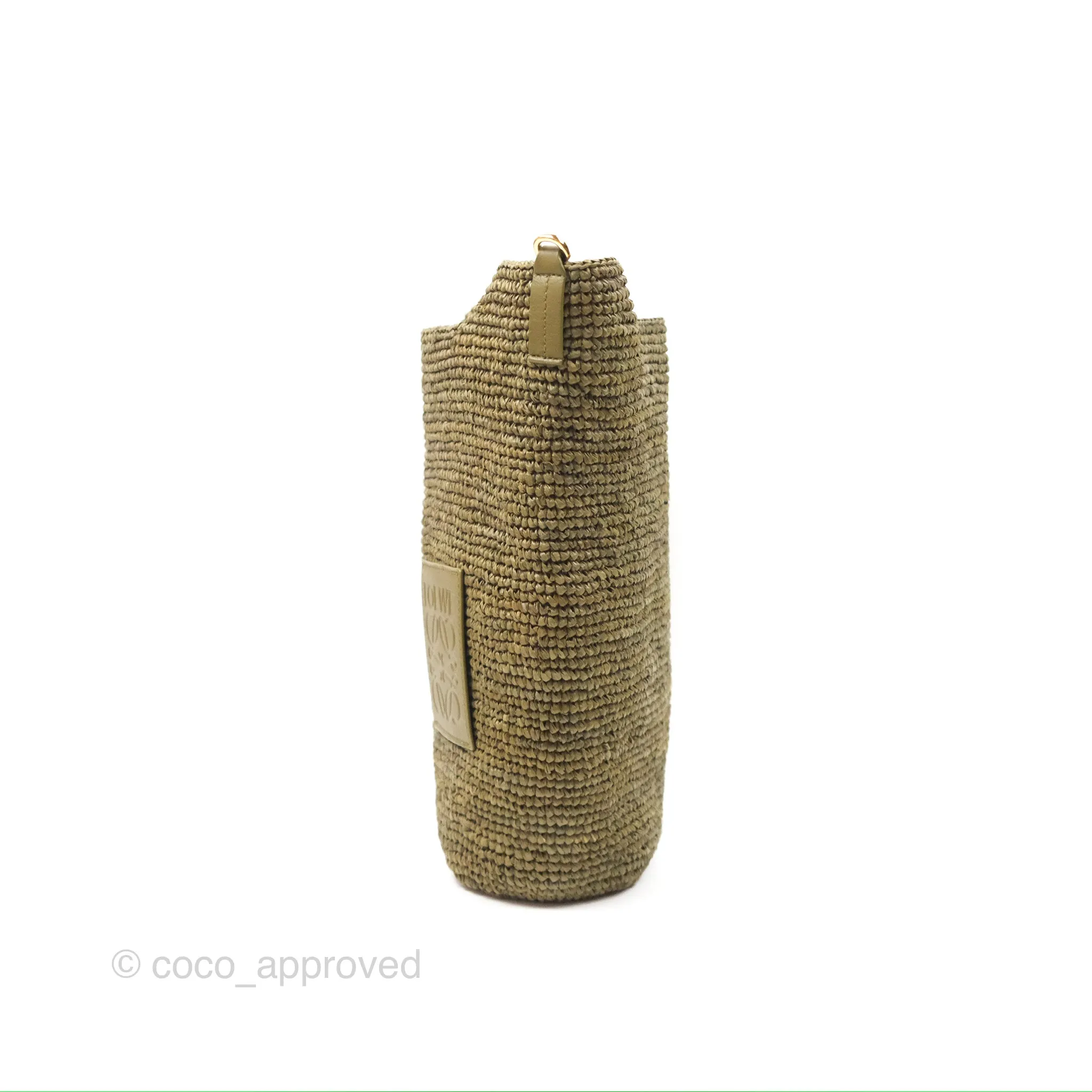 Loewe Mini Slit Bag in Raffia / Calfskin Natural Olive