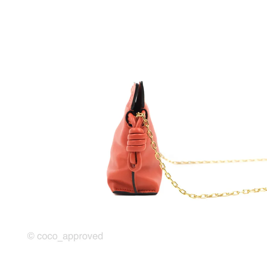 Loewe Nano Flamenco Clutch with Chain Vermillion Calfskin