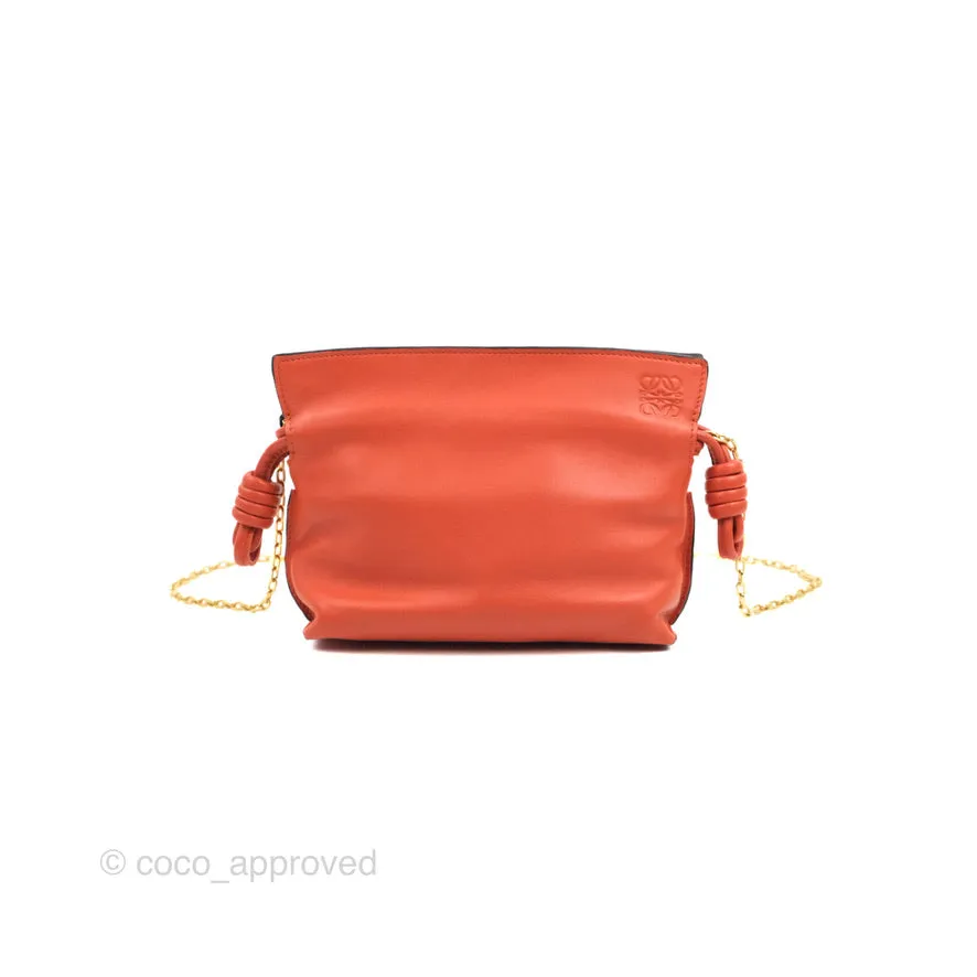 Loewe Nano Flamenco Clutch with Chain Vermillion Calfskin