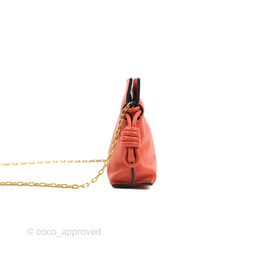 Loewe Nano Flamenco Clutch with Chain Vermillion Calfskin